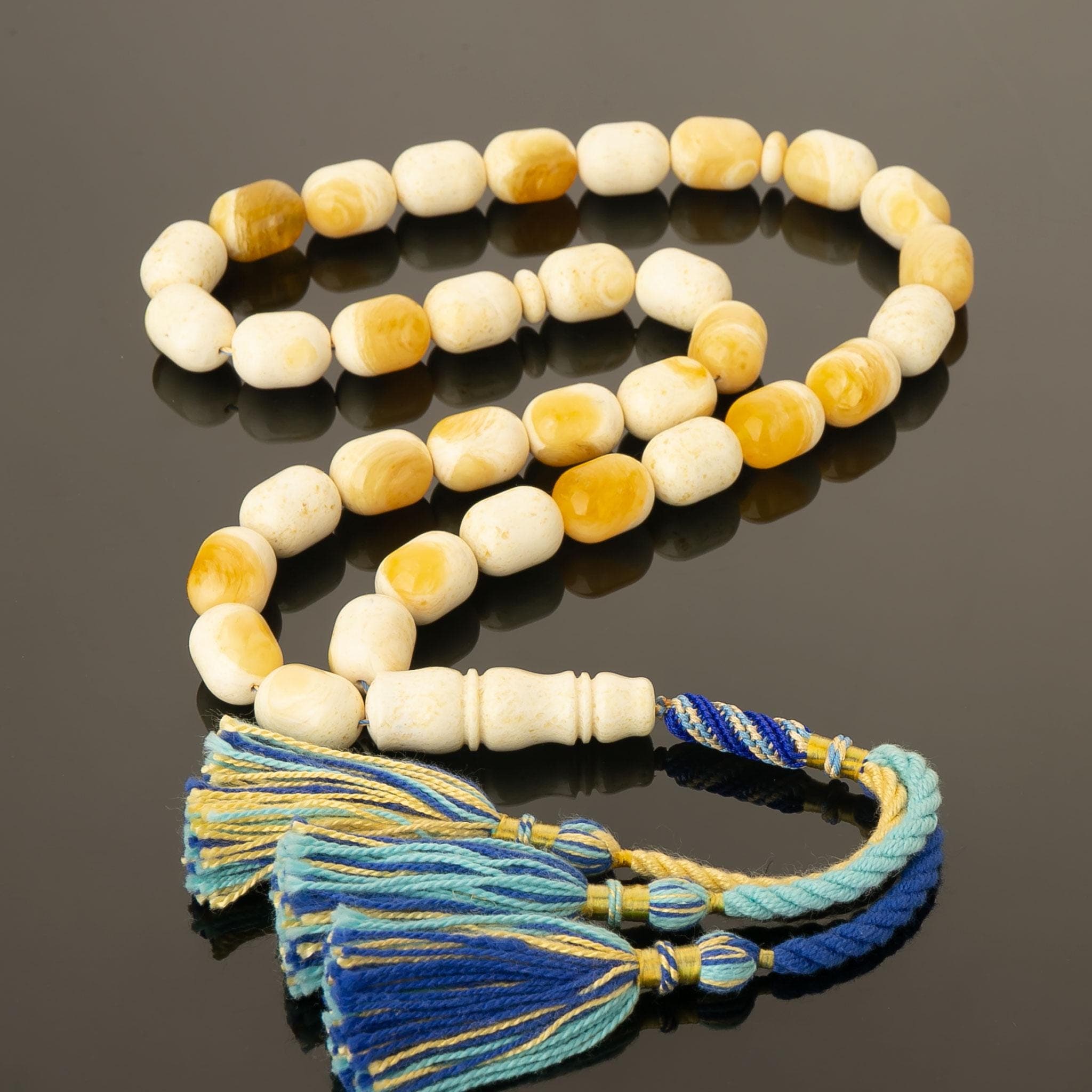 White Baltic Amber Tasbih – 33 Islamic Prayer Beads, 60g - Handmade  Amber Rosary