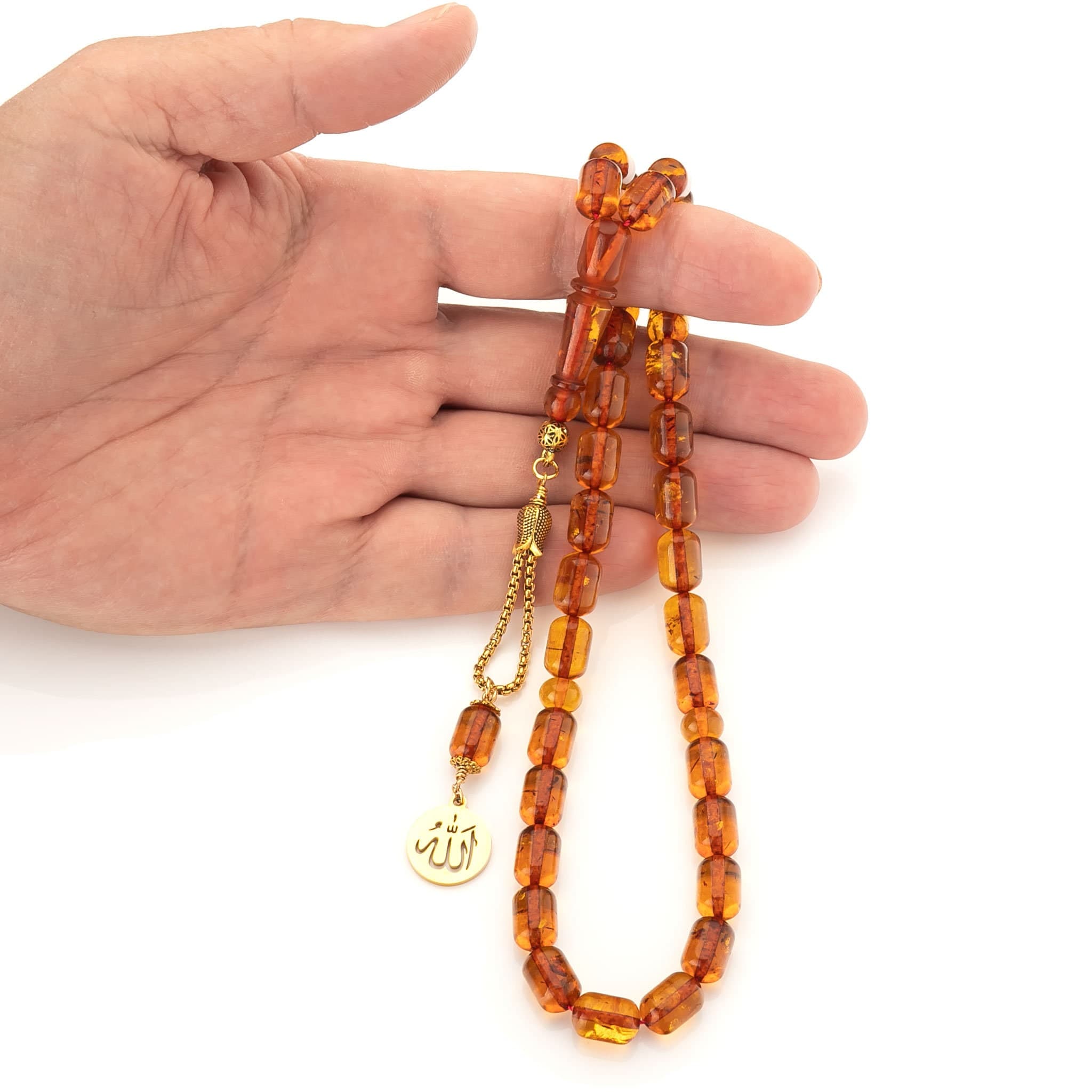 Baltic Amber Tasbih with Pendant, Handmade Islamic Prayer Beads Gift - image 3