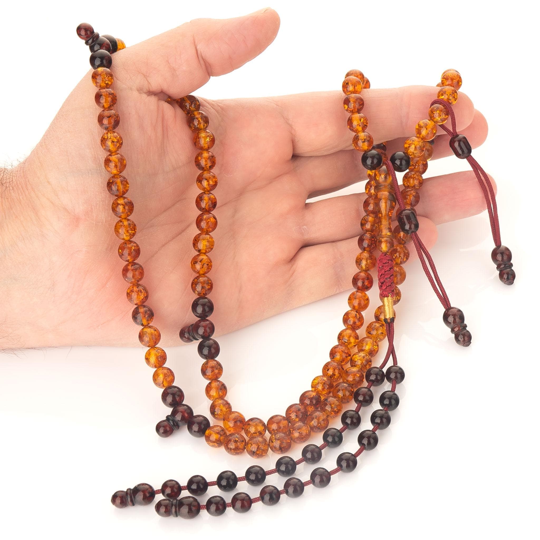 Amber Tijani Tasbih 100 Prayer Beads, Natural Baltic Amber Islamic Rosary, Handmade Misbaha Gift - image 4