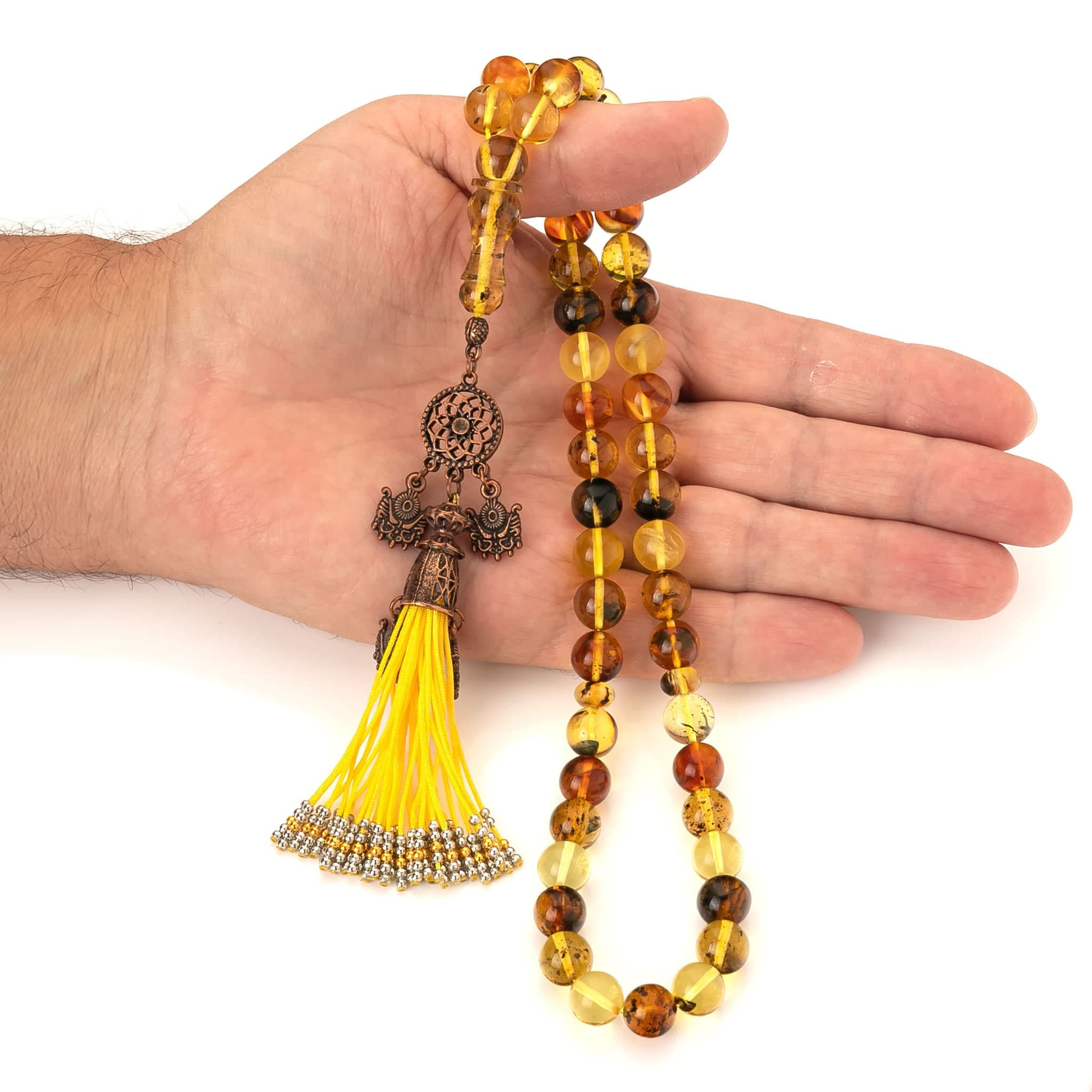 Genuine Amber Tasbih|45 Islamic Prayer Beads,41g|Misbaha|Tesbih|Sibha|Damla Kehribar|مسبحة عنبر| - image 5
