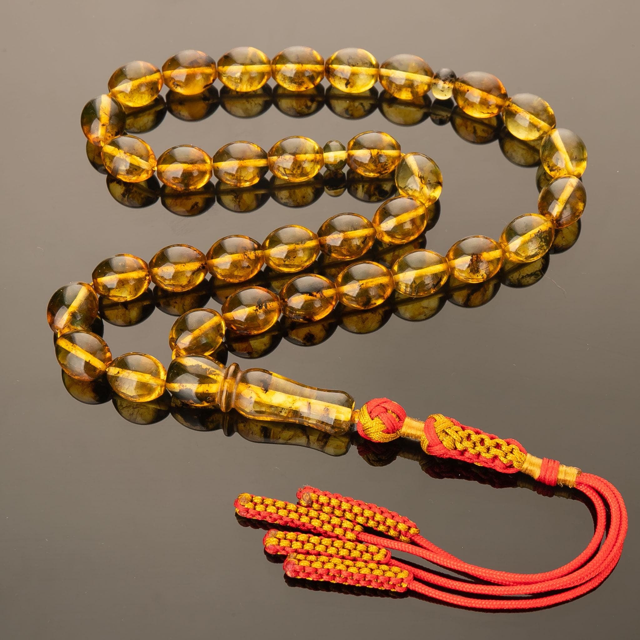 Light Green Baltic Amber Tasbih 33 Beads, Islamic Prayer Beads, Handmade Misbaha Gift - image 3