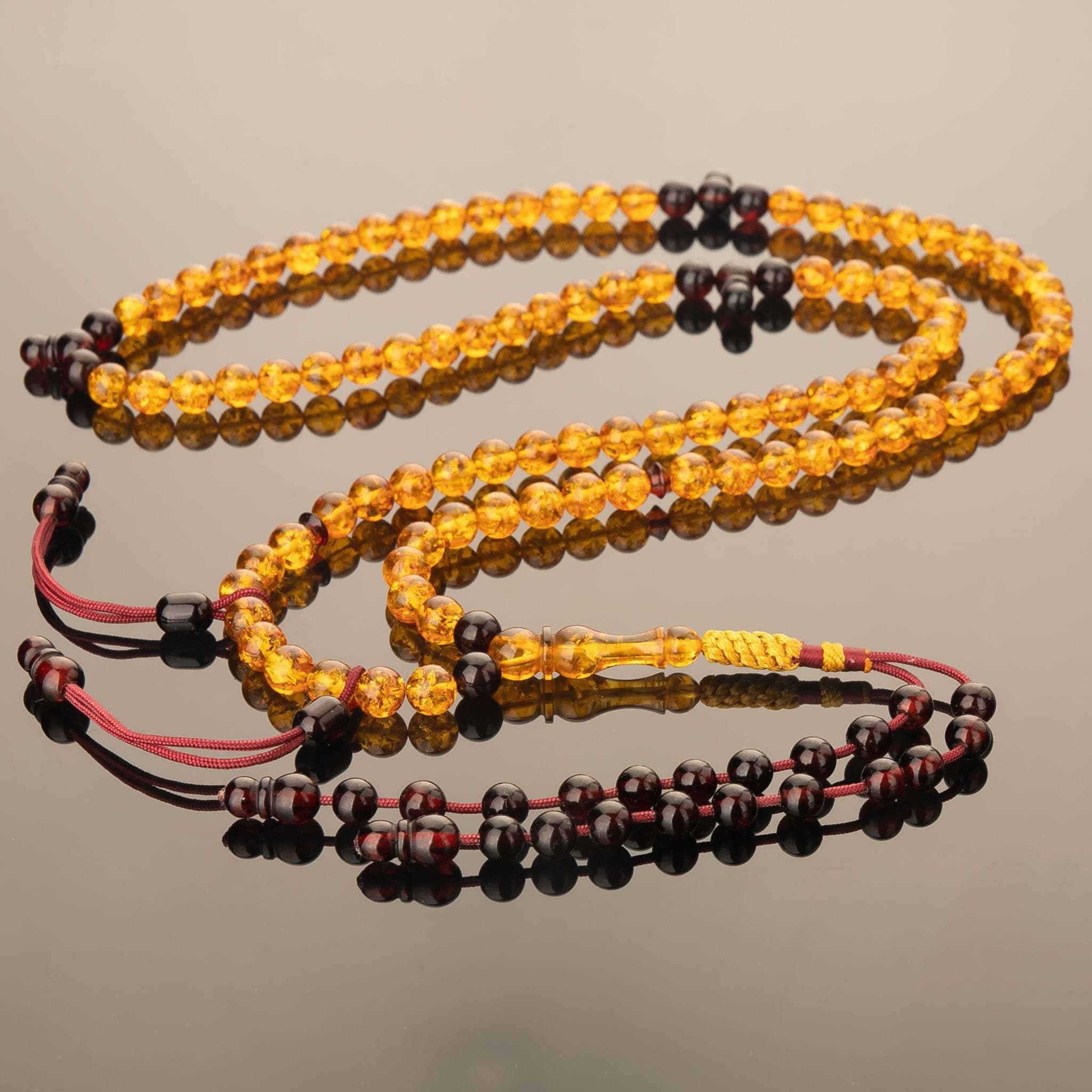 Amber Tijani Tasbih 100 Islamic Prayer Beads, Light Baltic Amber Rosary, Handmade Misbaha - image 3