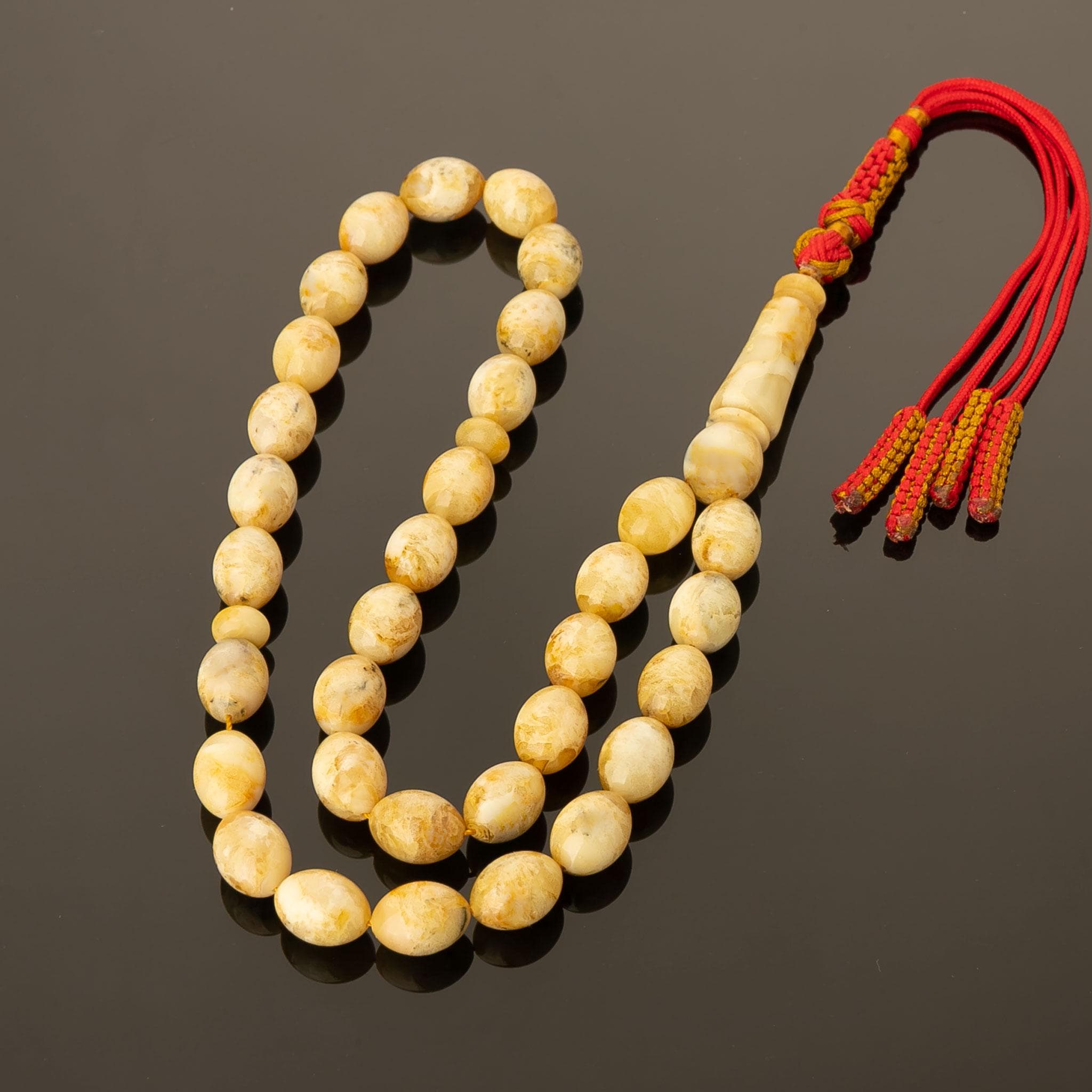 Milky Amber Tasbih 33 Prayer Beads Butterscotch Marble Misbaha Islamic Sibha Gift - image 4