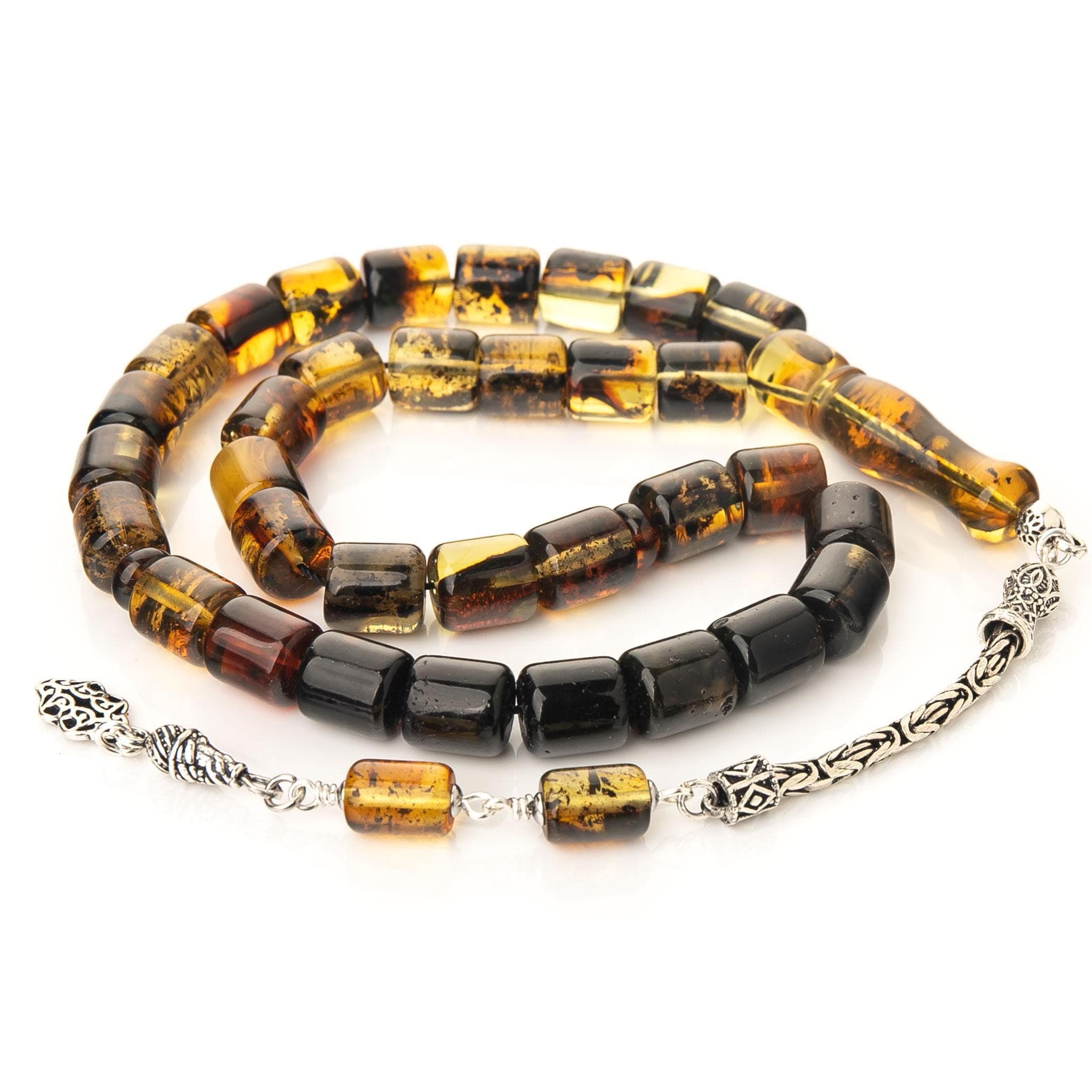 Natural Amber Tasbih-33 Islamic Prayer Beads,30g-Genuine Baltic Amber Misbaha & Sterling Silver Tassel-Sibha - image 5