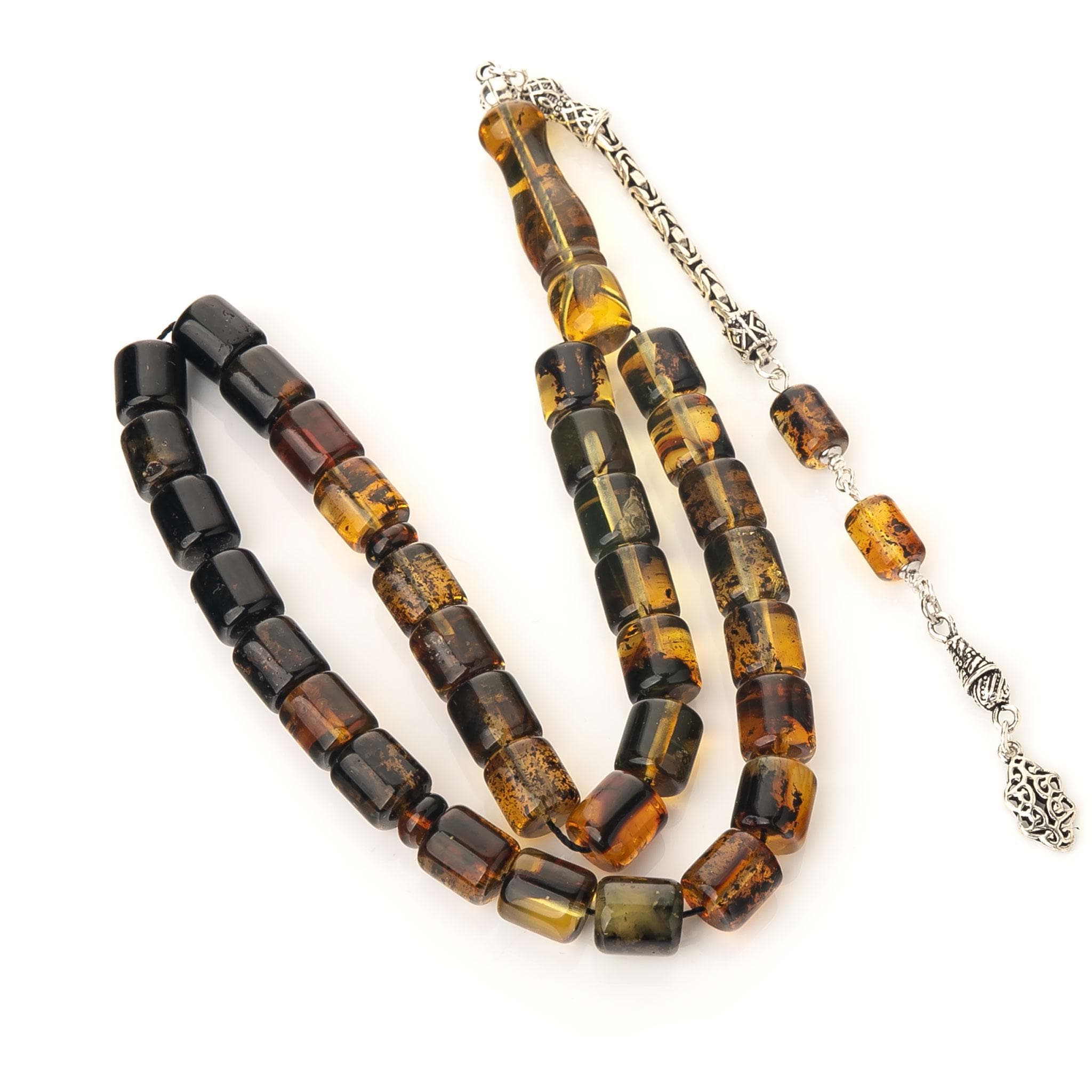 Natural Amber Tasbih-33 Islamic Prayer Beads,30g-Genuine Baltic Amber Misbaha & Sterling Silver Tassel-Sibha - image 4