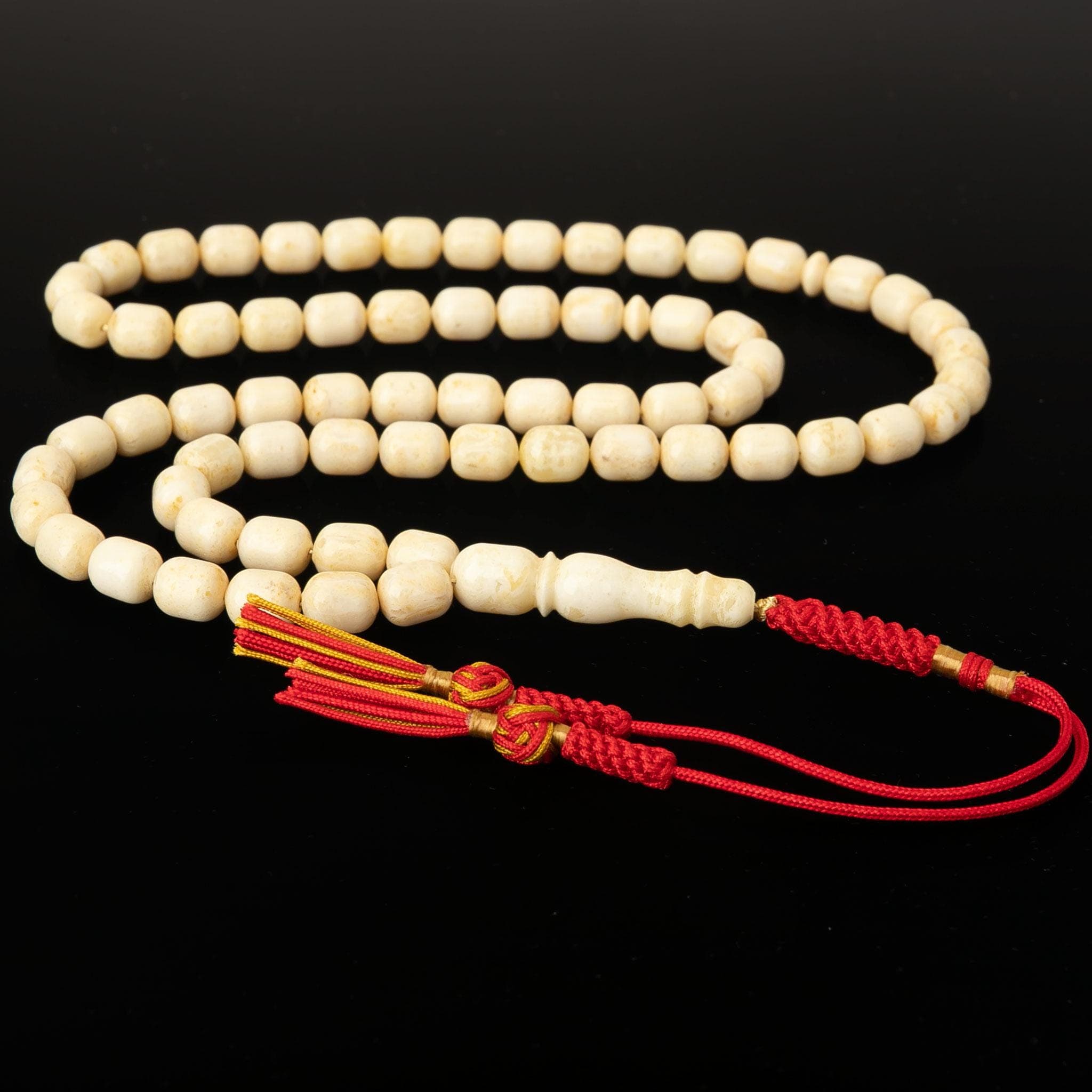 Handcrafted Baltic Amber Misbaha: 66 Ivory Beads, Leather Case - image 4