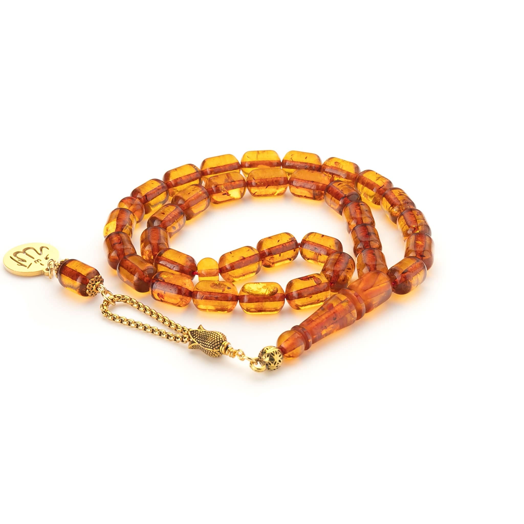 Baltic Amber Tasbih with Pendant, Handmade Islamic Prayer Beads Gift - image 4
