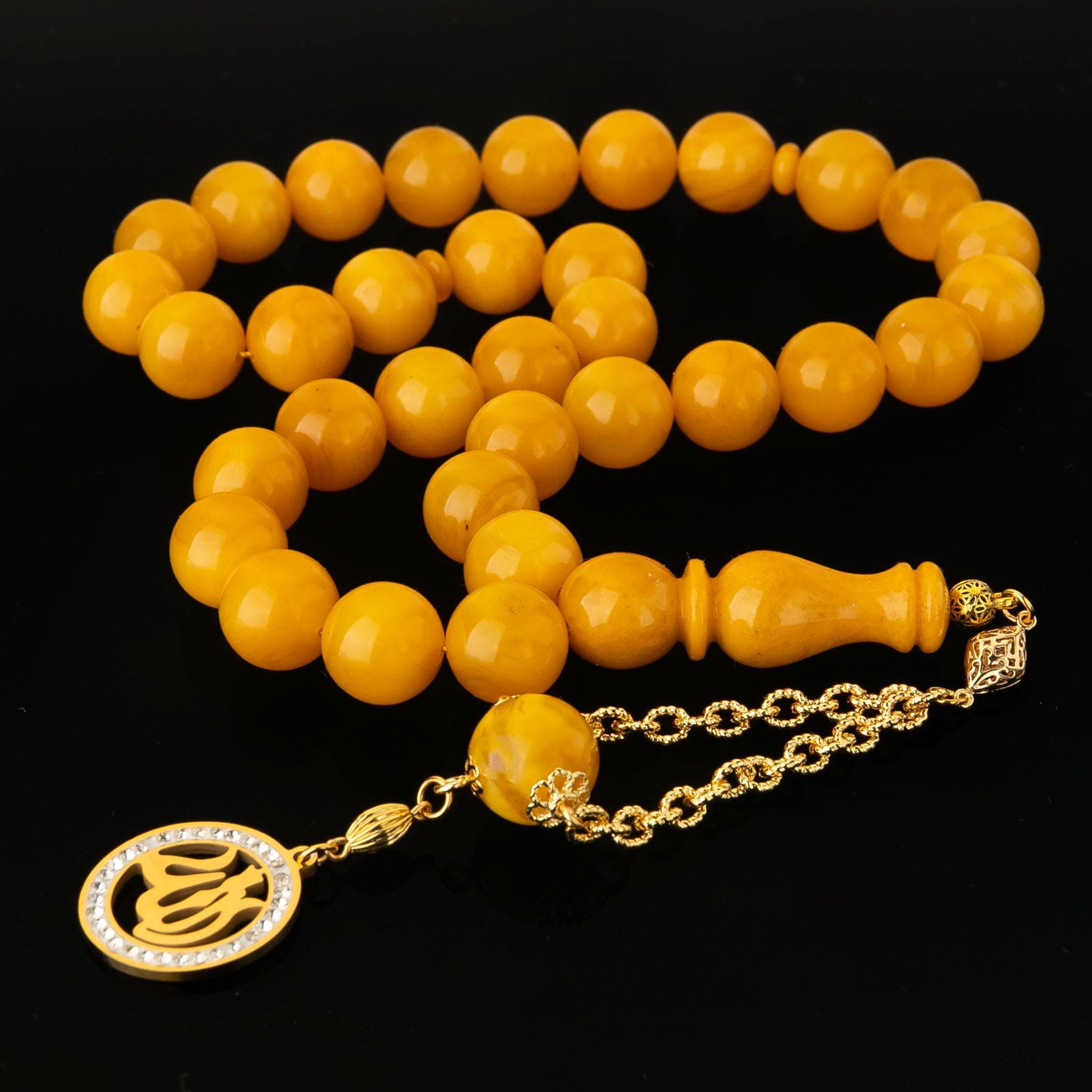 Honey Amber Tasbih 33 Prayer Beads Misbaha Luxury Islamic Gift Handmade 15mm 78g - image 3