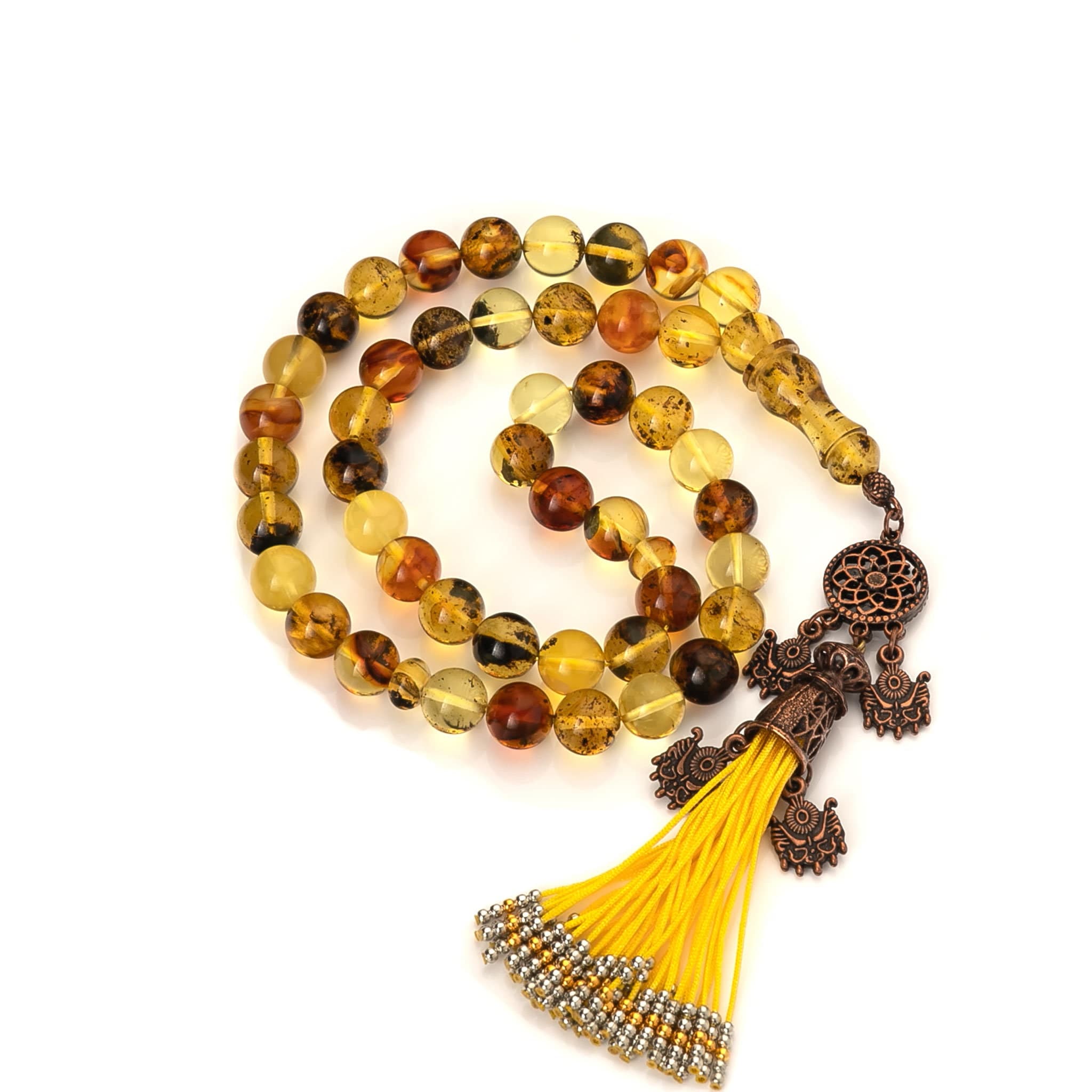 Genuine Amber Tasbih|45 Islamic Prayer Beads,41g|Misbaha|Tesbih|Sibha|Damla Kehribar|مسبحة عنبر| - image 3