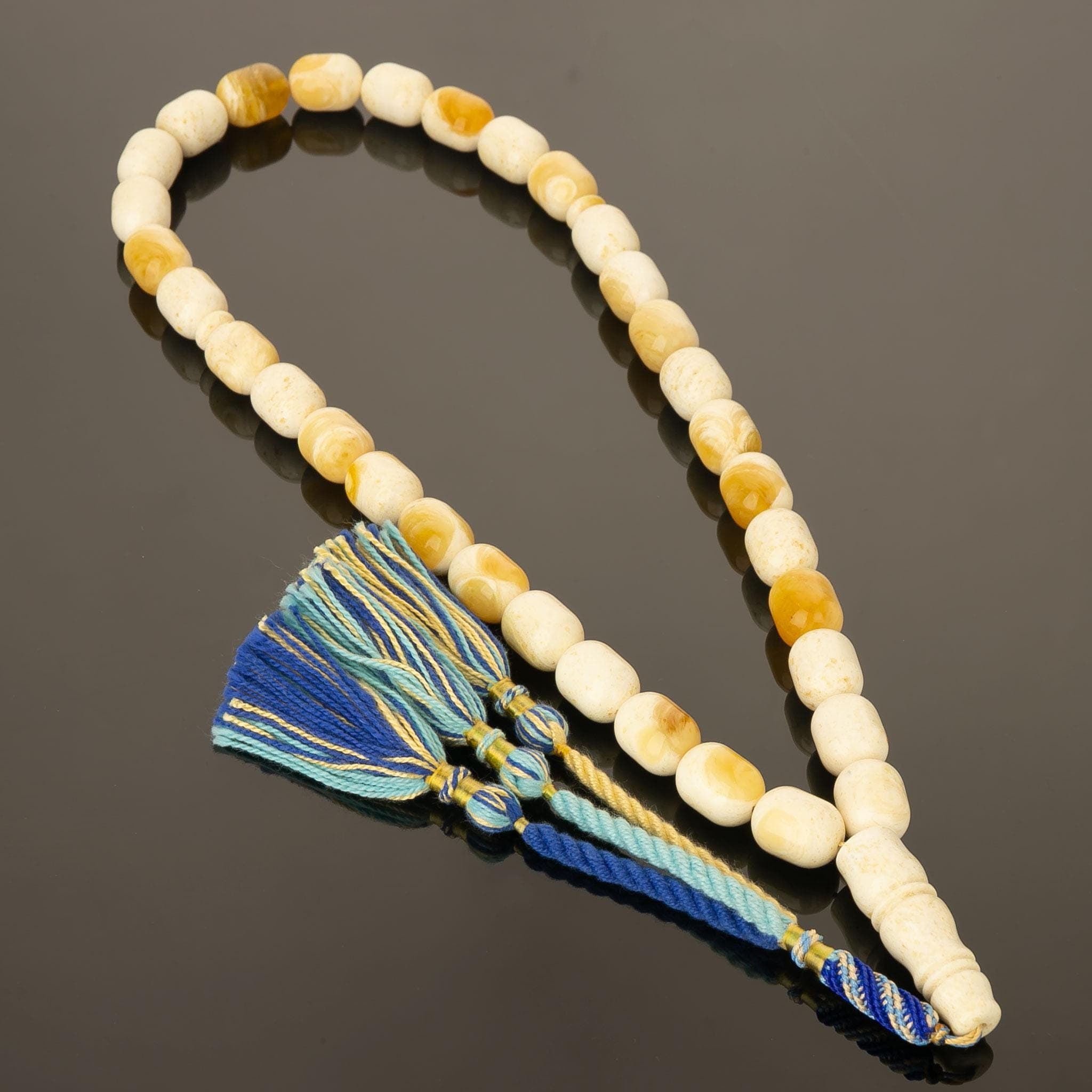 White Baltic Amber Tasbih – 33 Islamic Prayer Beads, 60g - Handmade  Amber Rosary - image 4