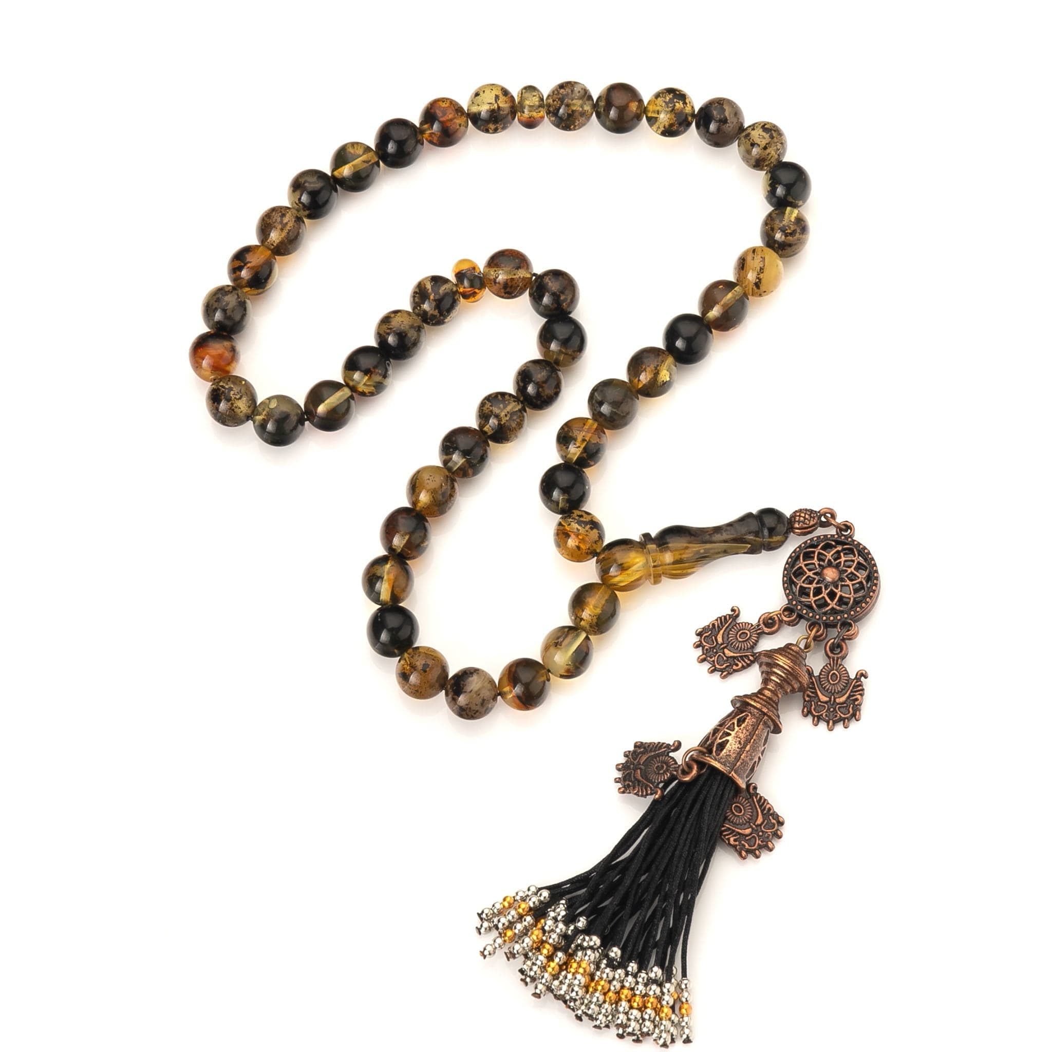 Genuine Amber Misbaha|45 Islamic Prayer Beads,36g|Tasbih|Tesbih|Sibha|Damla Kehribar|Fossilamber|مسبحة عنبر| - image 3