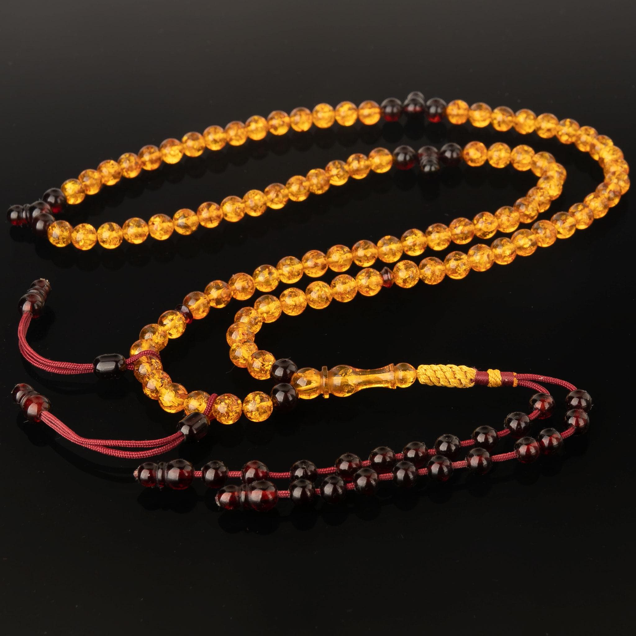 Amber Tijani Tasbih 100 Islamic Prayer Beads, Light Baltic Amber Rosary, Handmade Misbaha - image 4