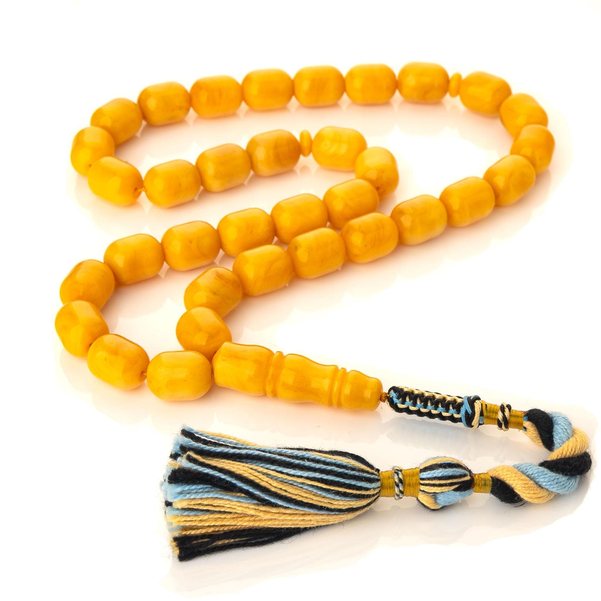 Handmade Baltic Amber Misbaha 33 Beads, Large Honey Barrel Beads 65 g, Luxury Tasbih
