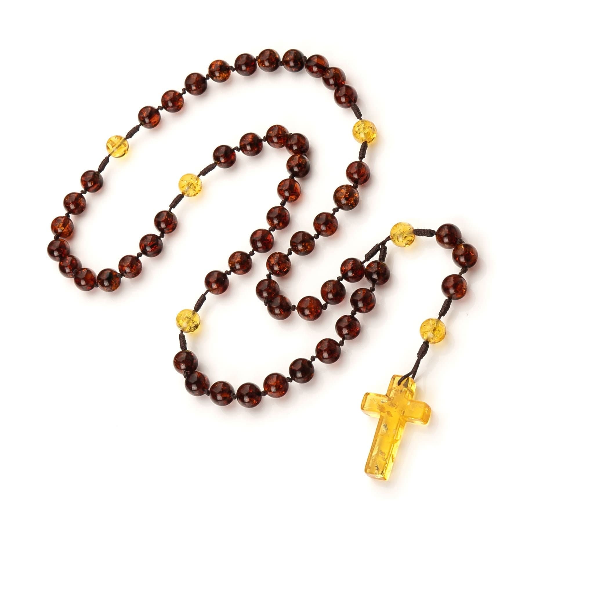 Baltic Amber Rosary: Catholic Prayer Beads, Handmade Cross