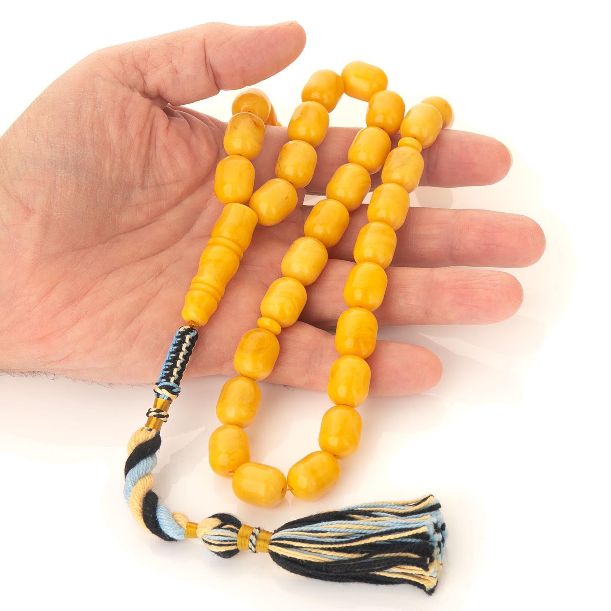 Handmade Baltic Amber Misbaha 33 Beads, Large Honey Barrel Beads 65 g, Luxury Tasbih - image 5