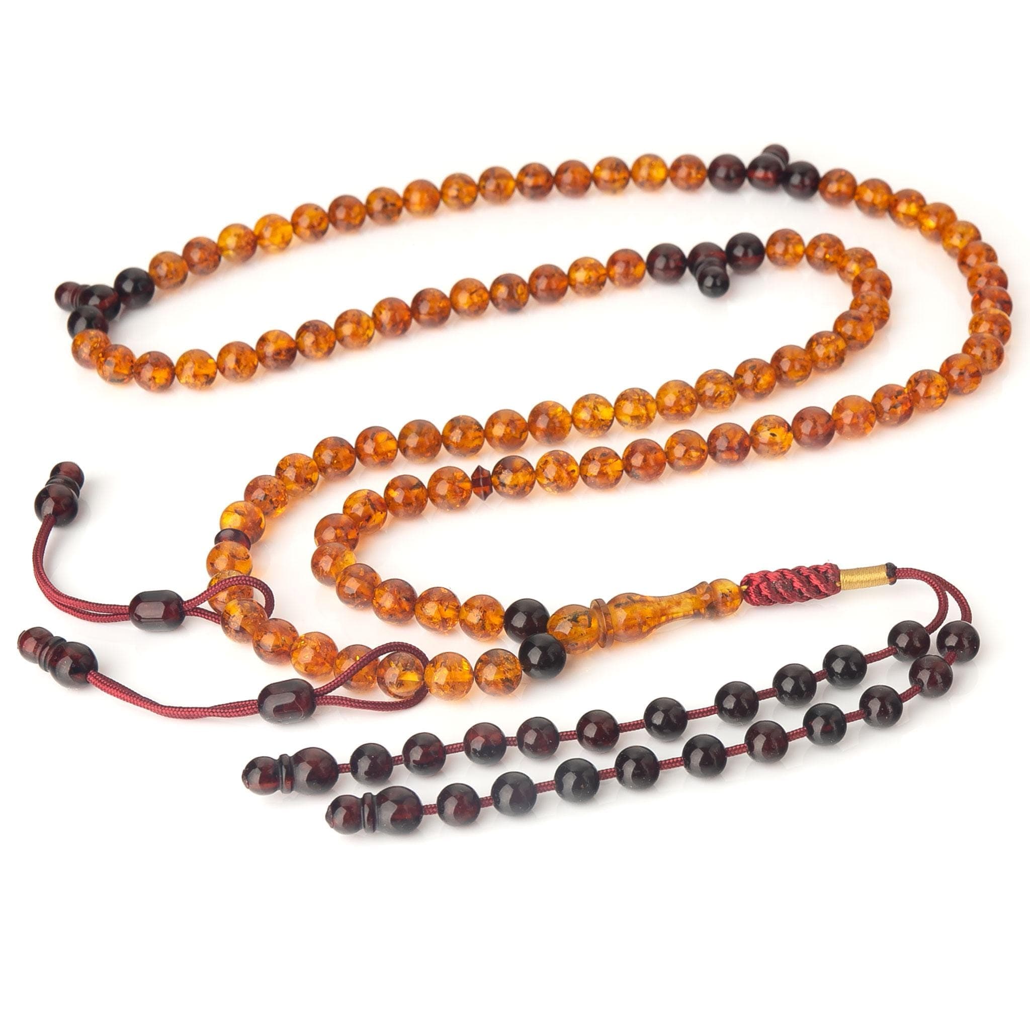 Amber Tijani Tasbih 100 Prayer Beads, Natural Baltic Amber Islamic Rosary, Handmade Misbaha Gift