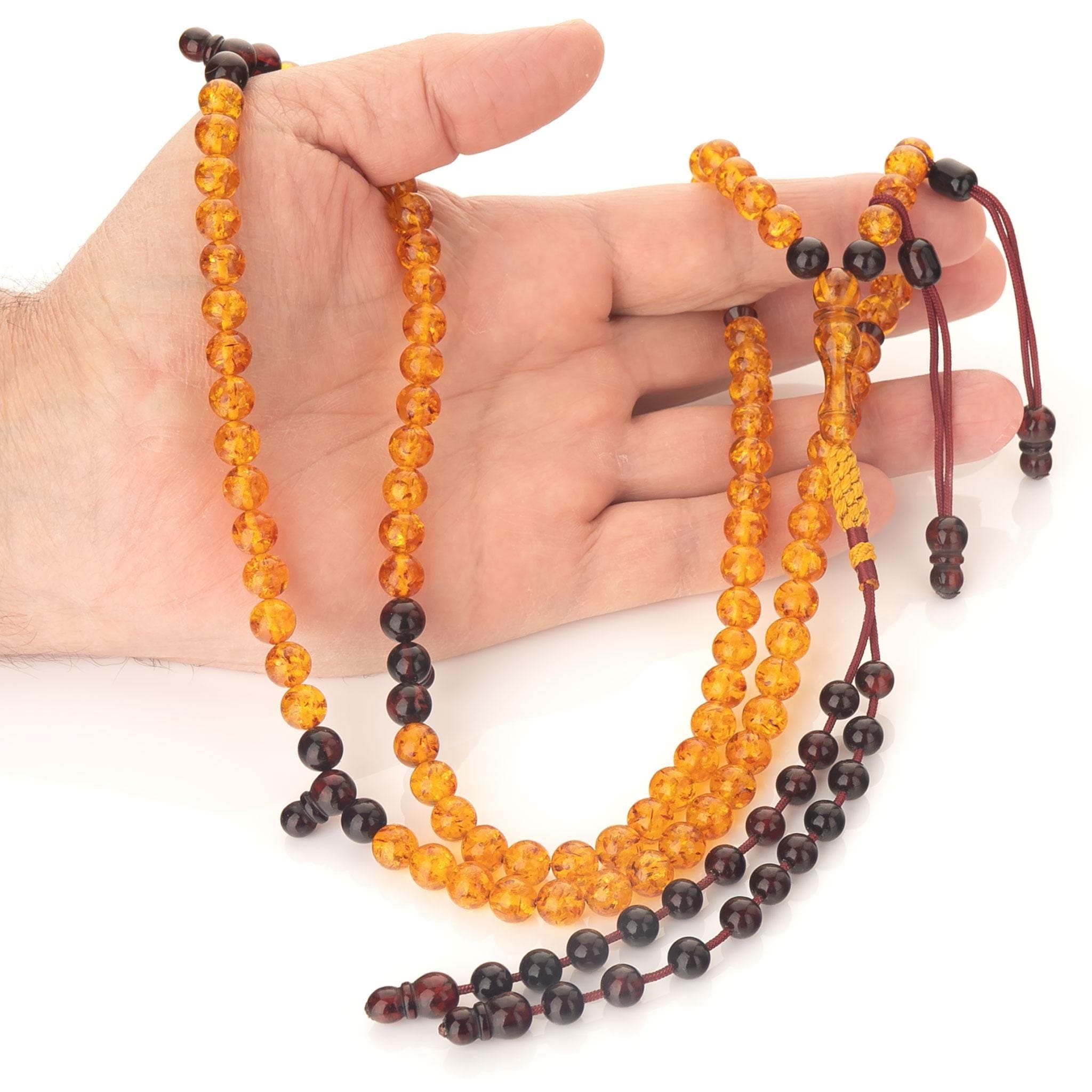Amber Tijani Tasbih 100 Islamic Prayer Beads, Light Baltic Amber Rosary, Handmade Misbaha