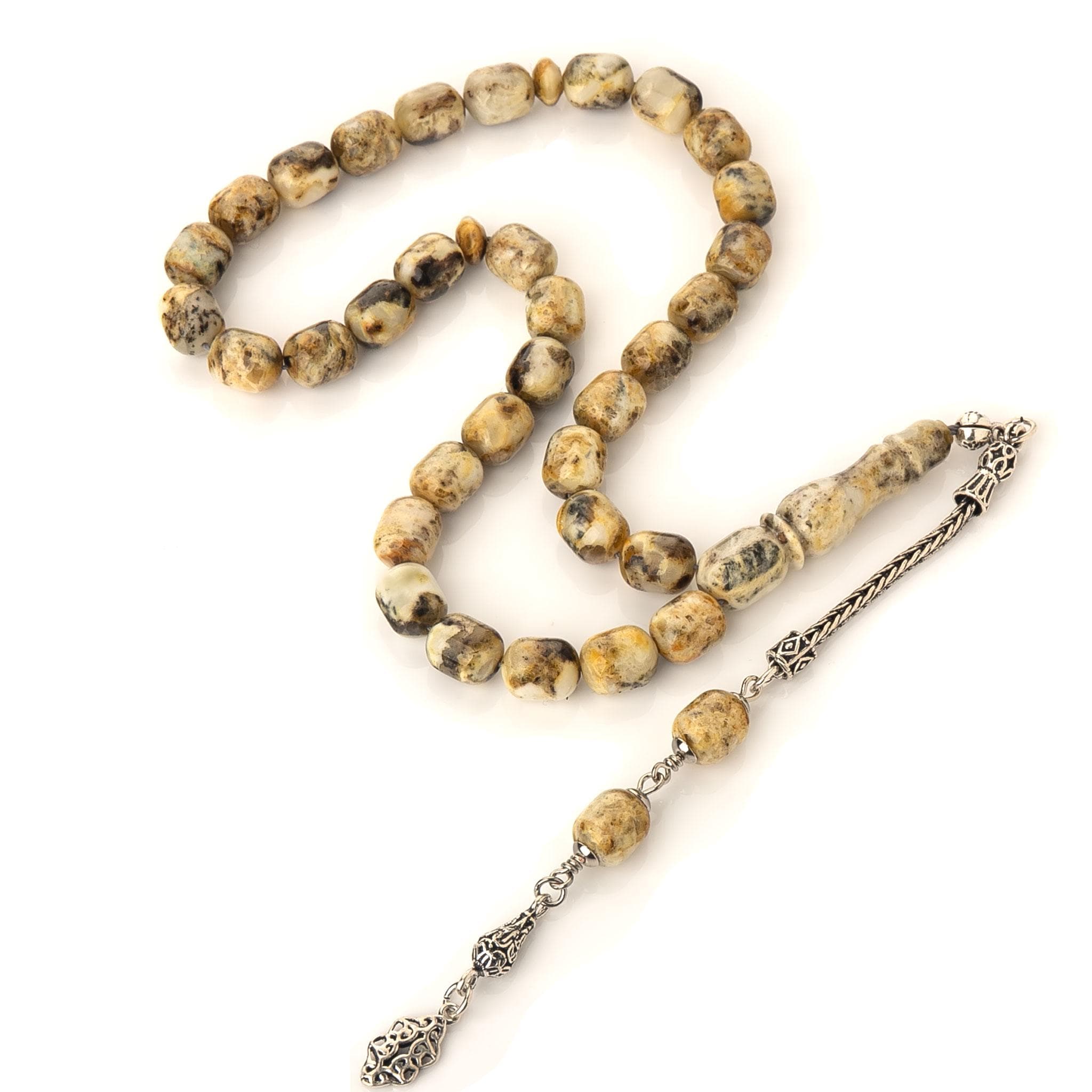 Handmade Amber Tasbih-33 Islamic Prayer Beads-Silver Tassel-Amber Misbaha-Amber Rosary-Sibha-Spiritual Gift - image 3