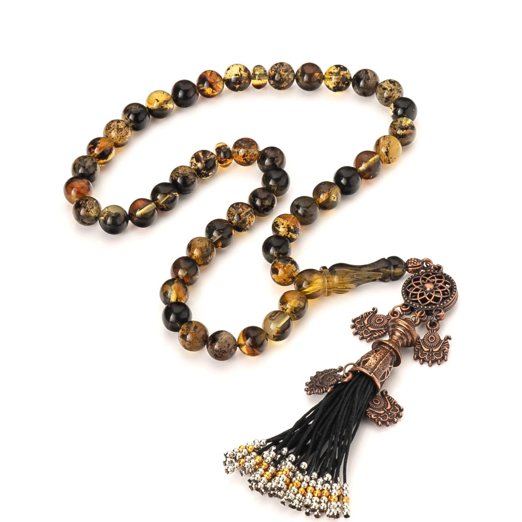 Genuine Amber Misbaha|45 Islamic Prayer Beads,36g|Tasbih|Tesbih|Sibha|Damla Kehribar|Fossilamber|مسبحة عنبر|