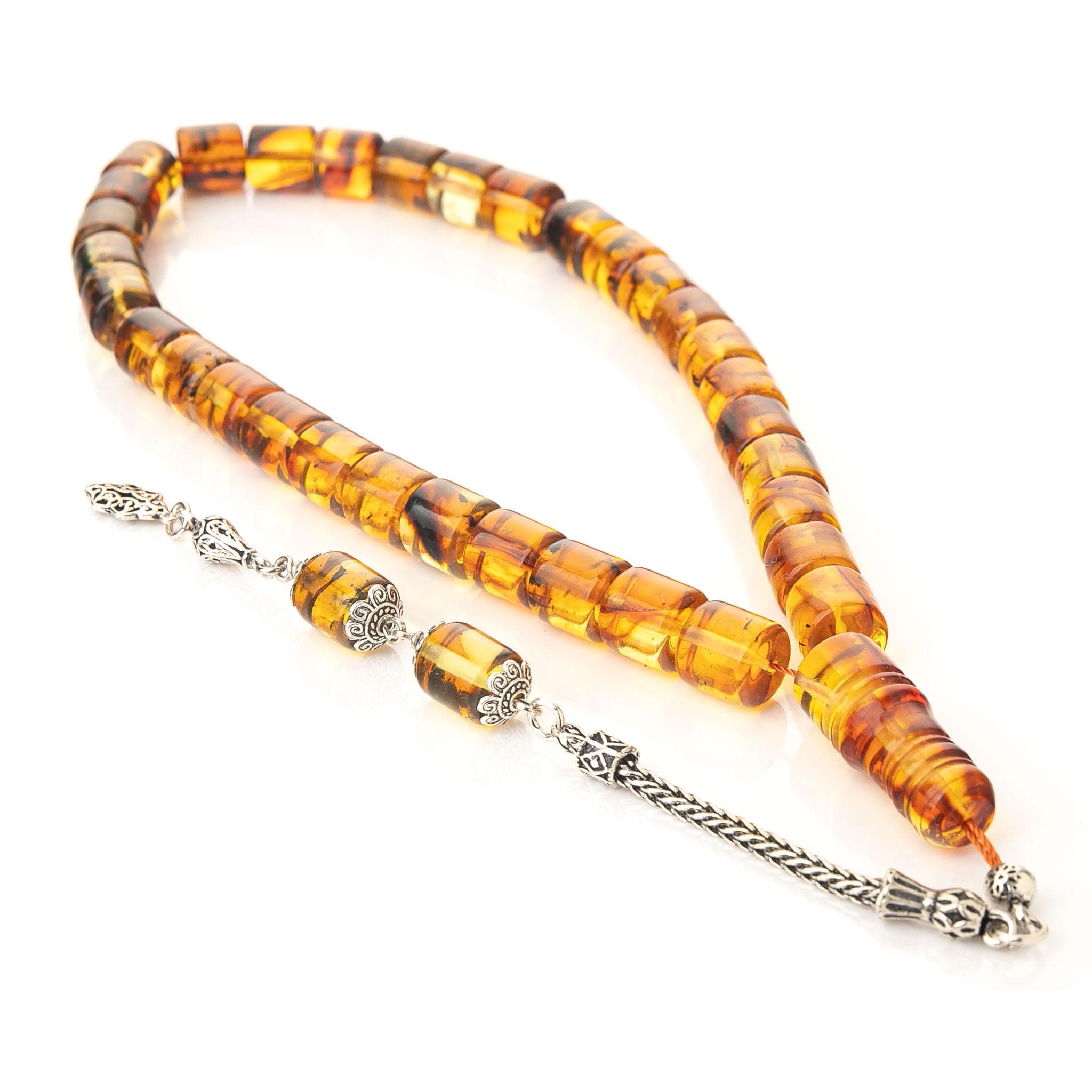 Baltic Amber Tasbih: Sterling Silver Tassel, Islamic Prayer Beads - image 4