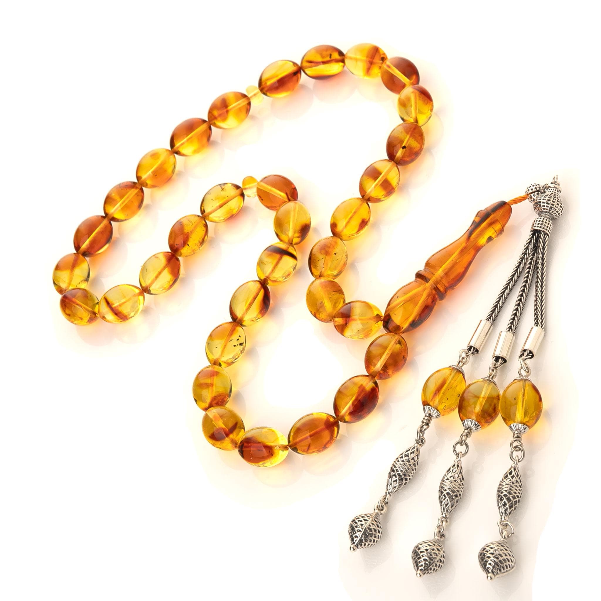 Handcrafted Baltic Amber Tasbih with Silver Tassel: Islamic Prayer Beads - image 3