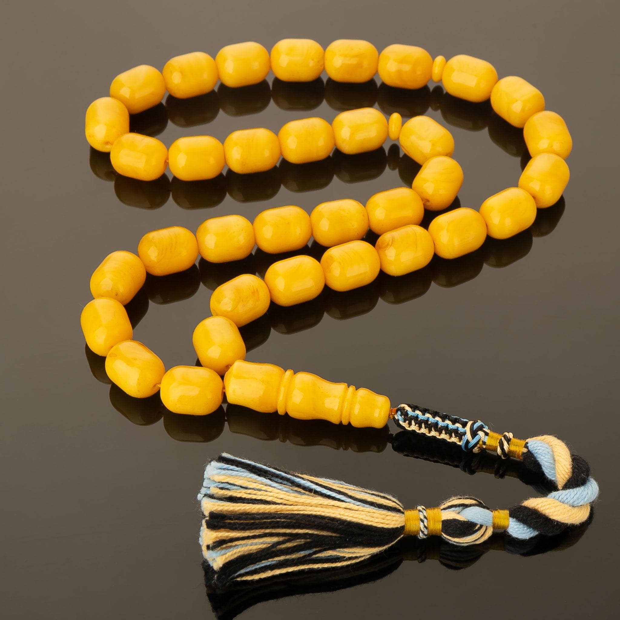 Handmade Baltic Amber Misbaha 33 Beads, Large Honey Barrel Beads 65 g, Luxury Tasbih - image 4