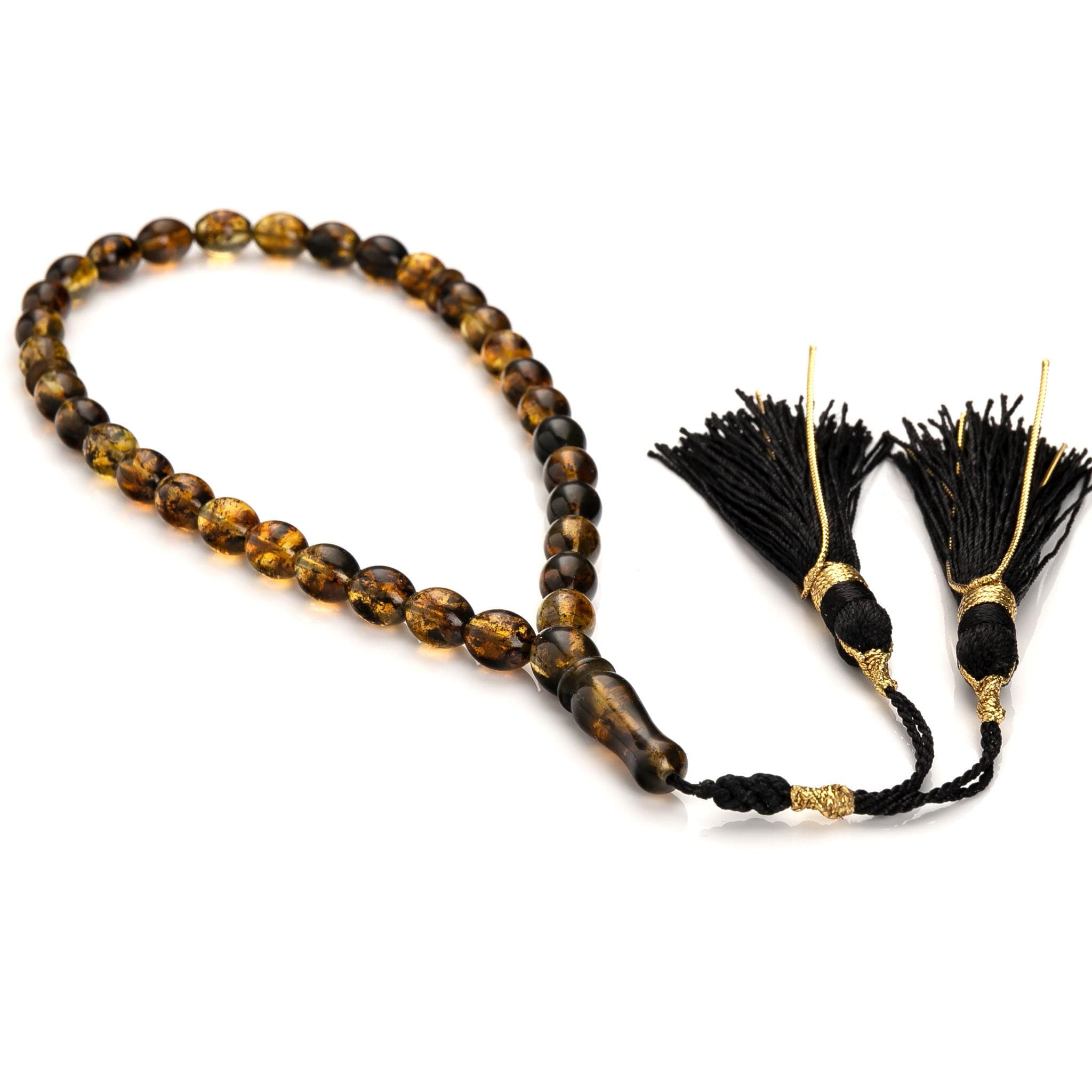 Baltic Amber Muslim Rosary|Tesbih|Islamic Prayer Beads|Plants Inclusion|Muslim Gift|مسبحة عنبر|