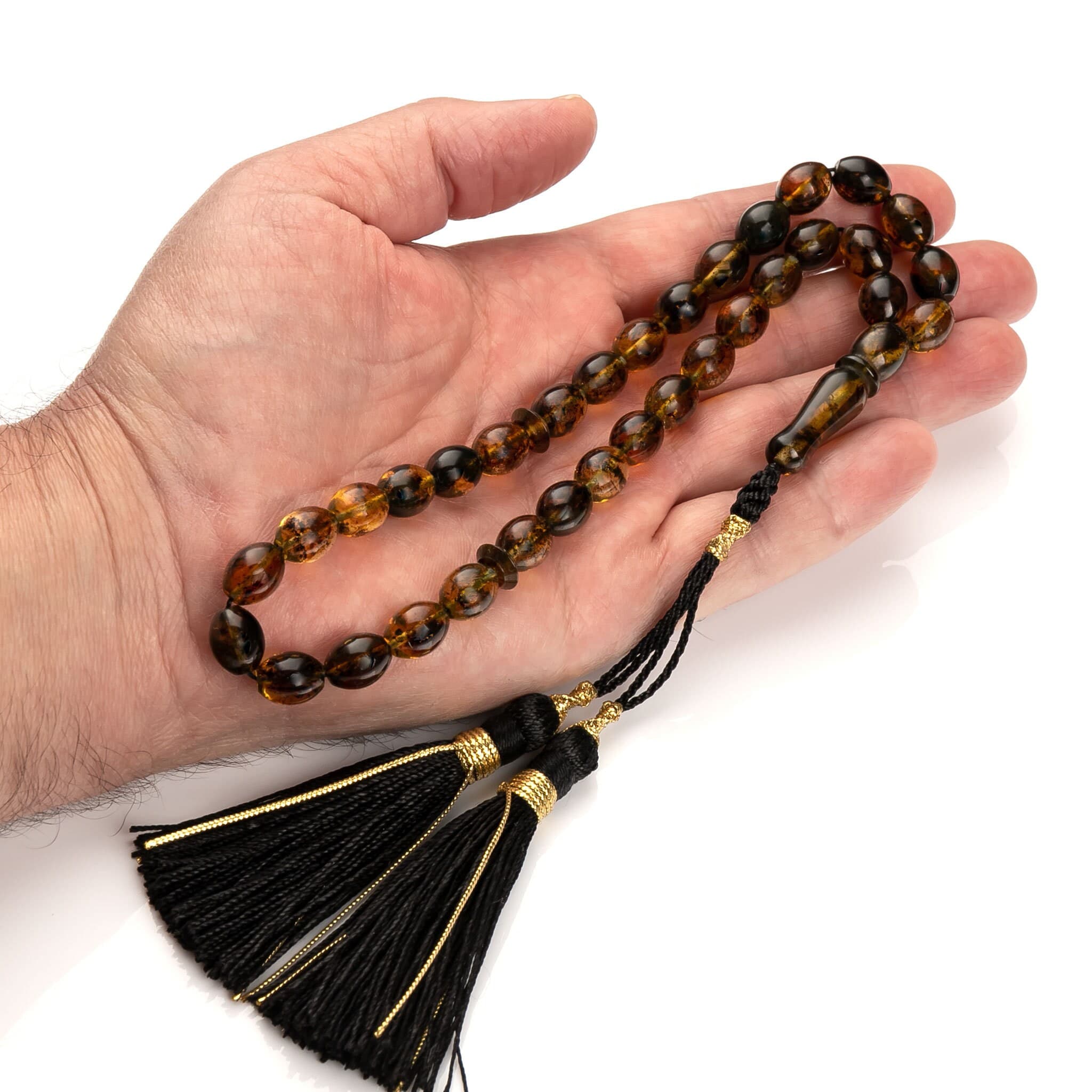 Baltic Amber Muslim Rosary|Tesbih|Islamic Prayer Beads|Plants Inclusion|Muslim Gift|مسبحة عنبر| - image 4