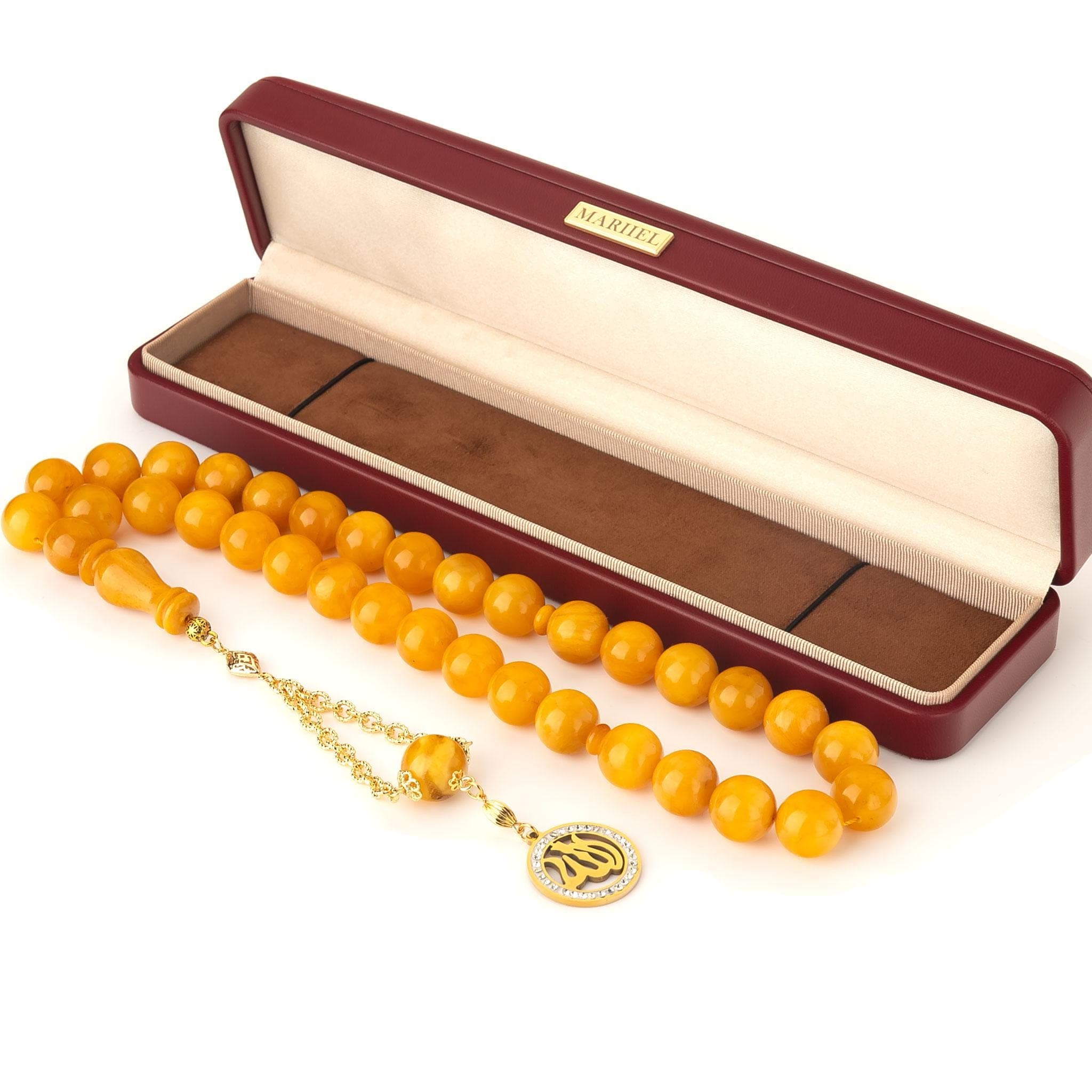 Honey Amber Tasbih 33 Prayer Beads Misbaha Luxury Islamic Gift Handmade 15mm 78g - image 5