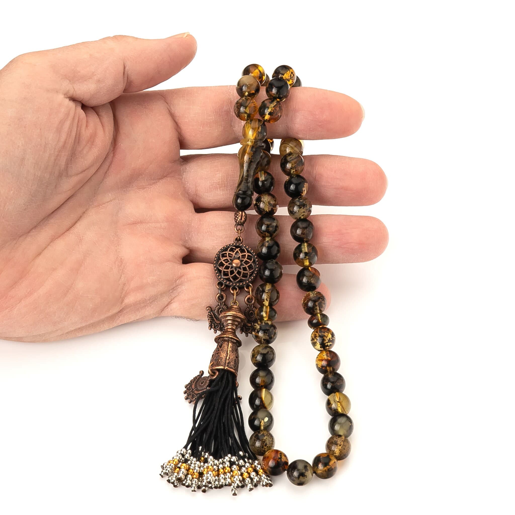 Genuine Amber Misbaha|45 Islamic Prayer Beads,36g|Tasbih|Tesbih|Sibha|Damla Kehribar|Fossilamber|مسبحة عنبر| - image 4