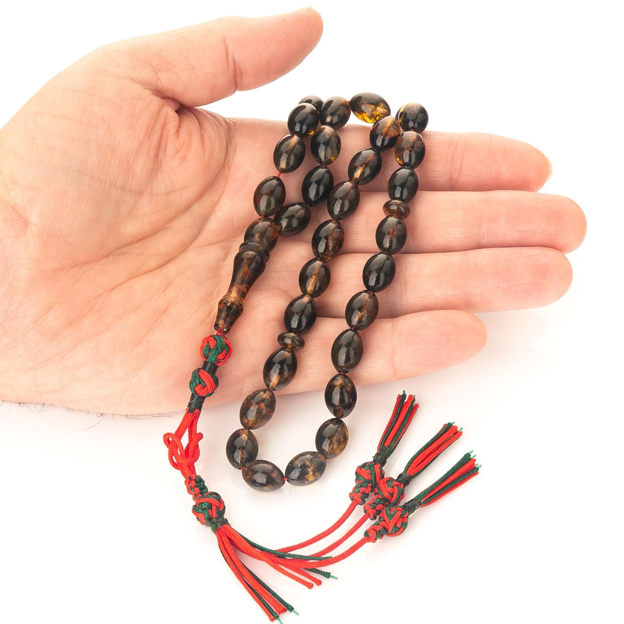 Baltic Amber Tasbih Green Tones, 33 Prayer Beads, Unique Muslim Gift - image 4