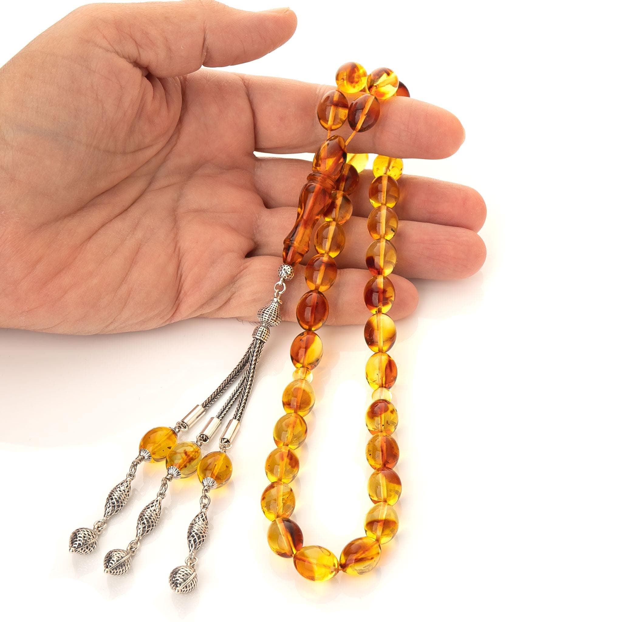 Handcrafted Baltic Amber Tasbih with Silver Tassel: Islamic Prayer Beads - image 4