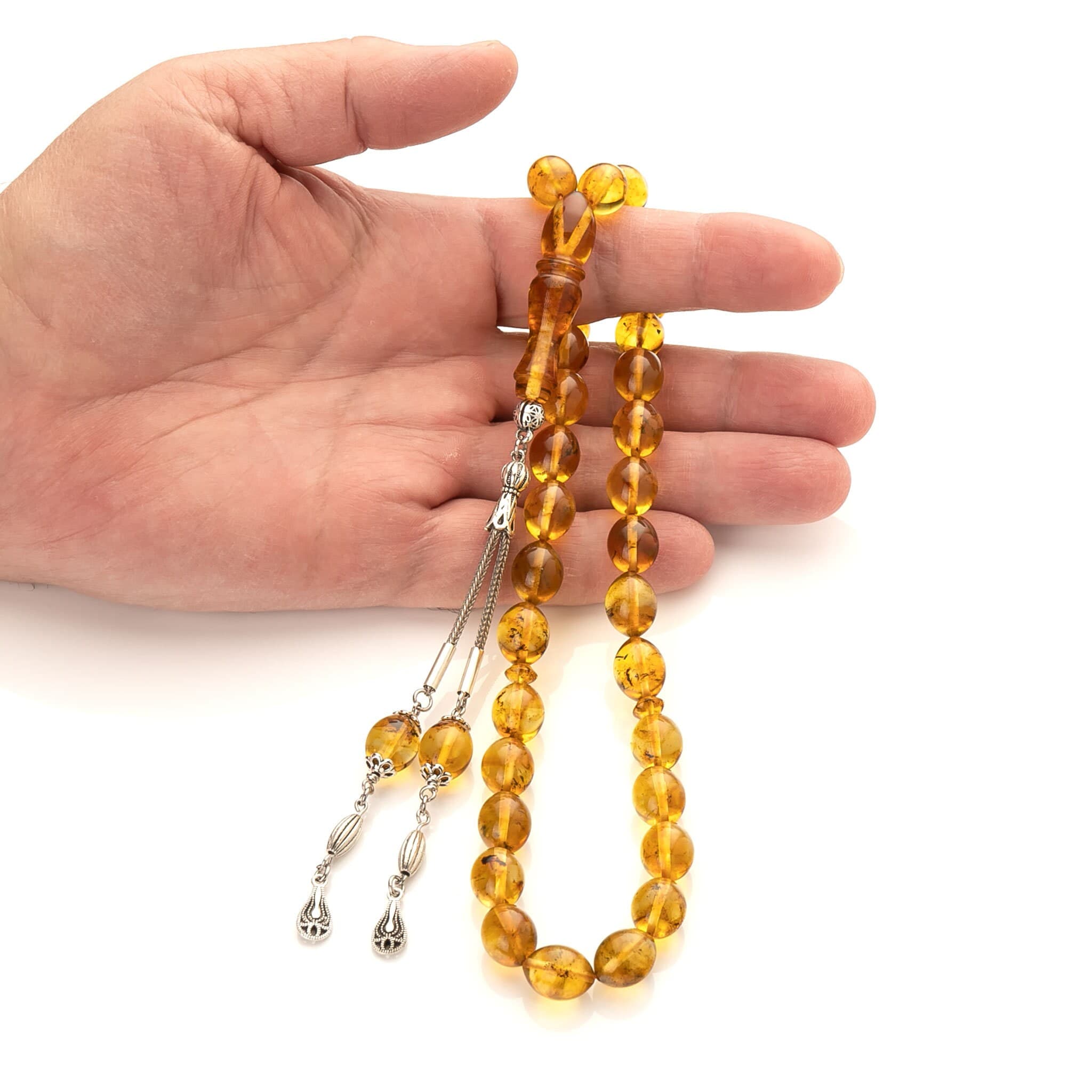 Transparent Amber Tasbih: Muslim Prayer Beads with Inclusions - image 4