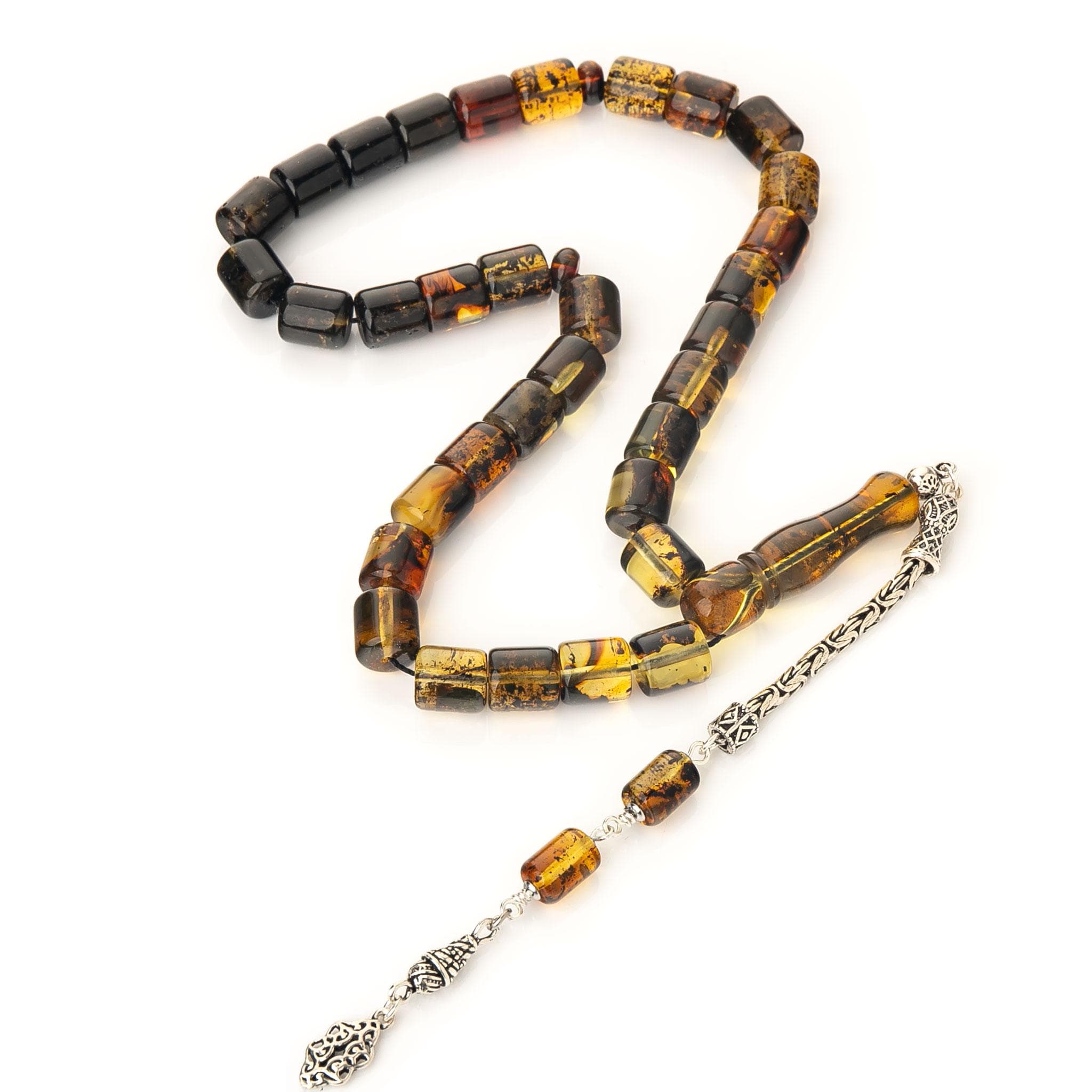 Natural Amber Tasbih-33 Islamic Prayer Beads,30g-Genuine Baltic Amber Misbaha & Sterling Silver Tassel-Sibha - image 3