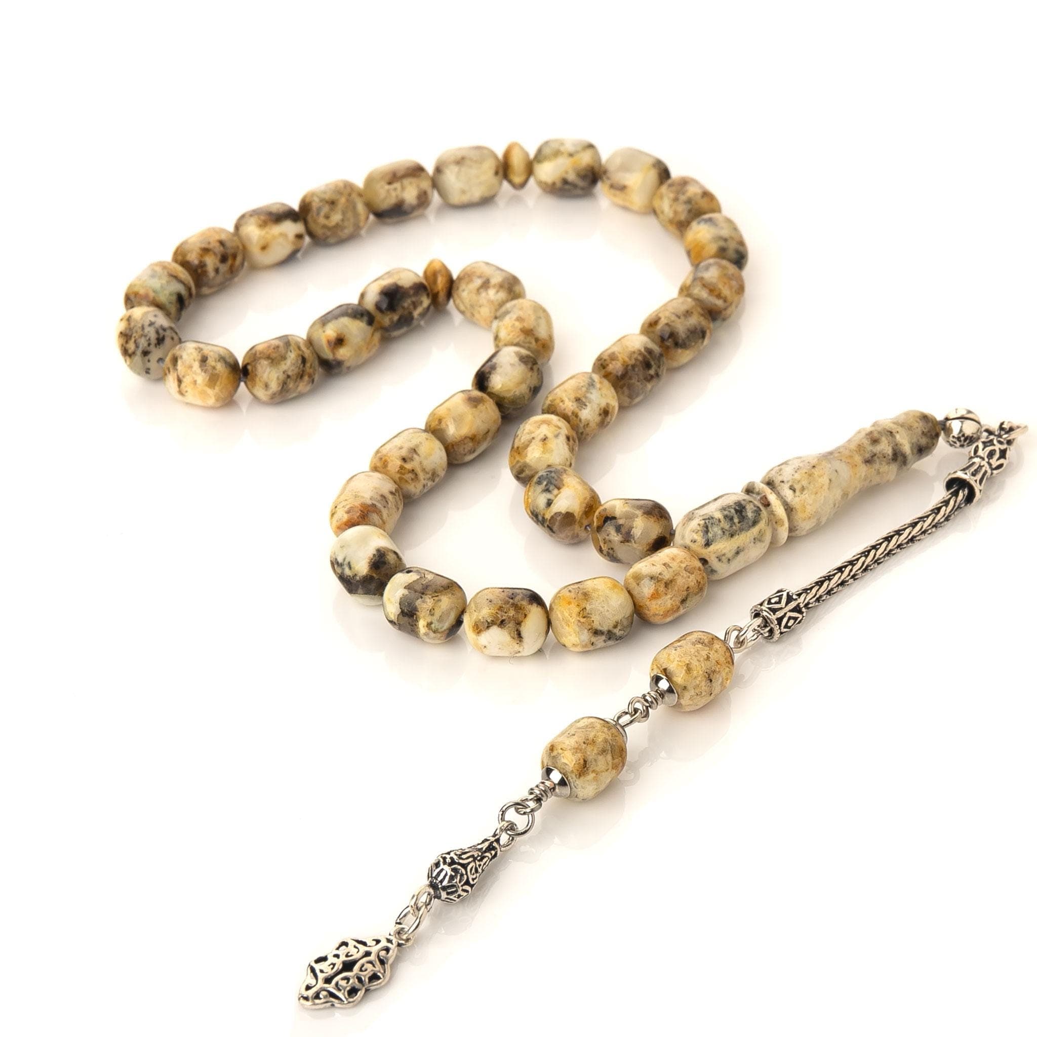 Handmade Amber Tasbih-33 Islamic Prayer Beads-Silver Tassel-Amber Misbaha-Amber Rosary-Sibha-Spiritual Gift