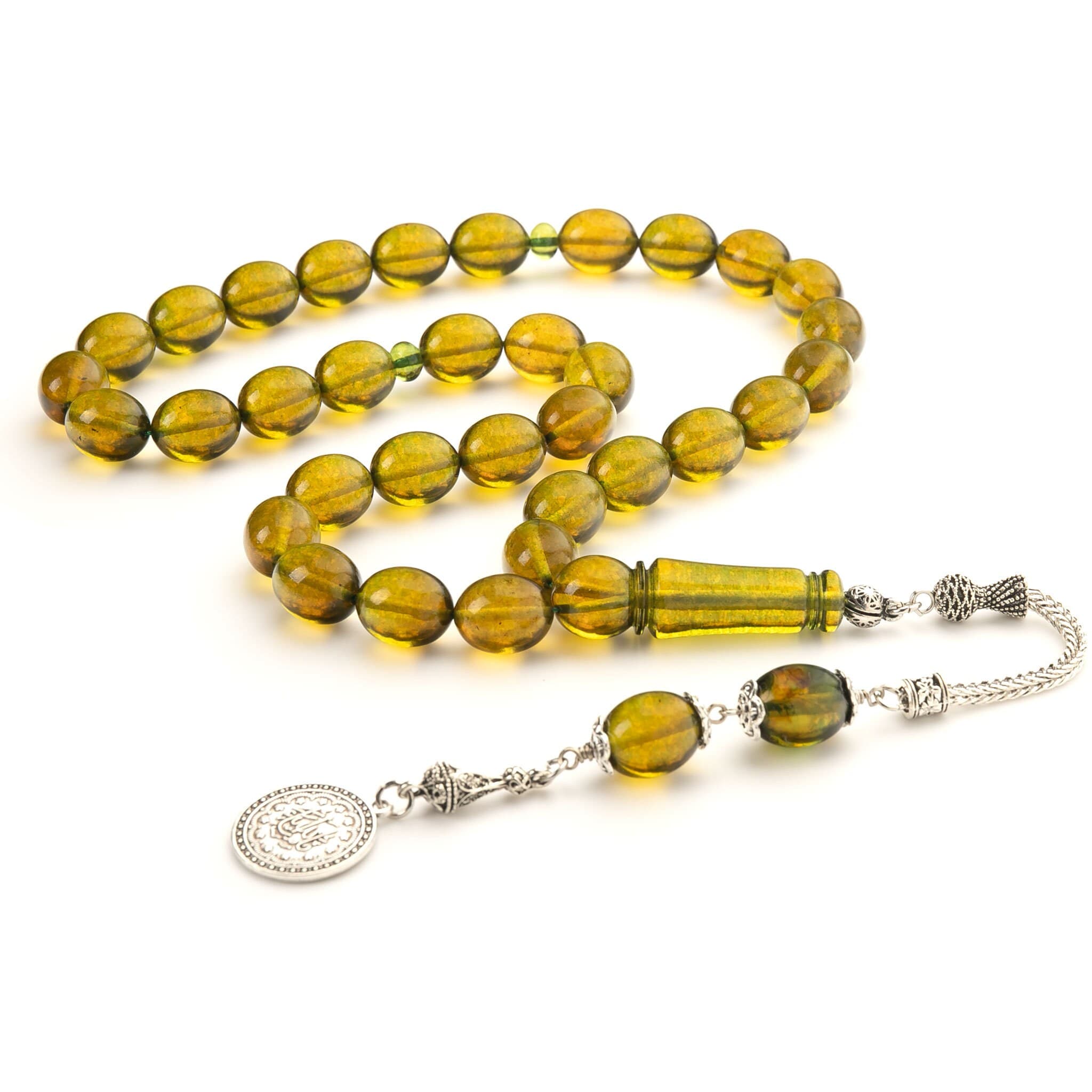Green Baltic Amber Tasbih: 33-Bead Islamic Prayer Rosary - image 5