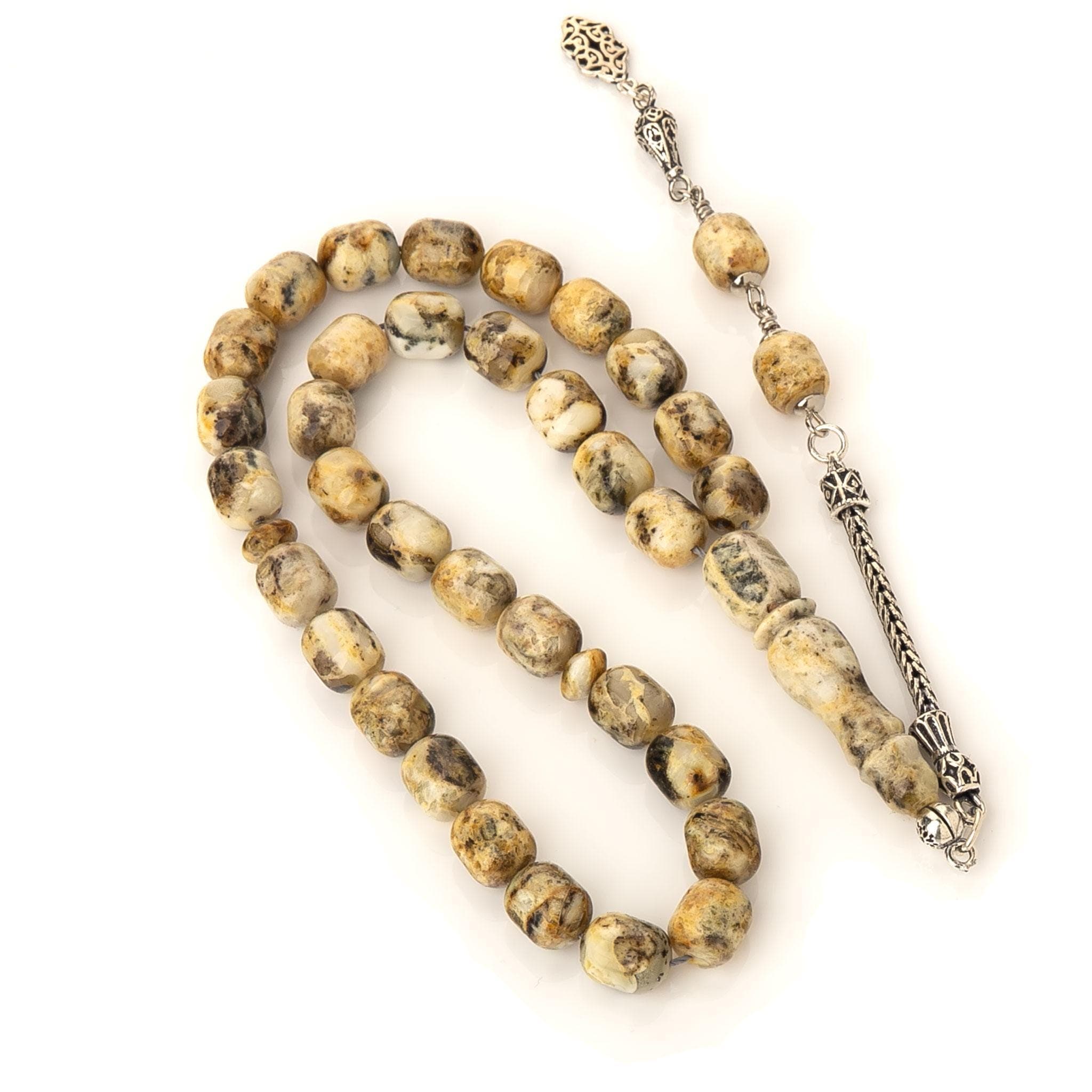 Handmade Amber Tasbih-33 Islamic Prayer Beads-Silver Tassel-Amber Misbaha-Amber Rosary-Sibha-Spiritual Gift - image 4
