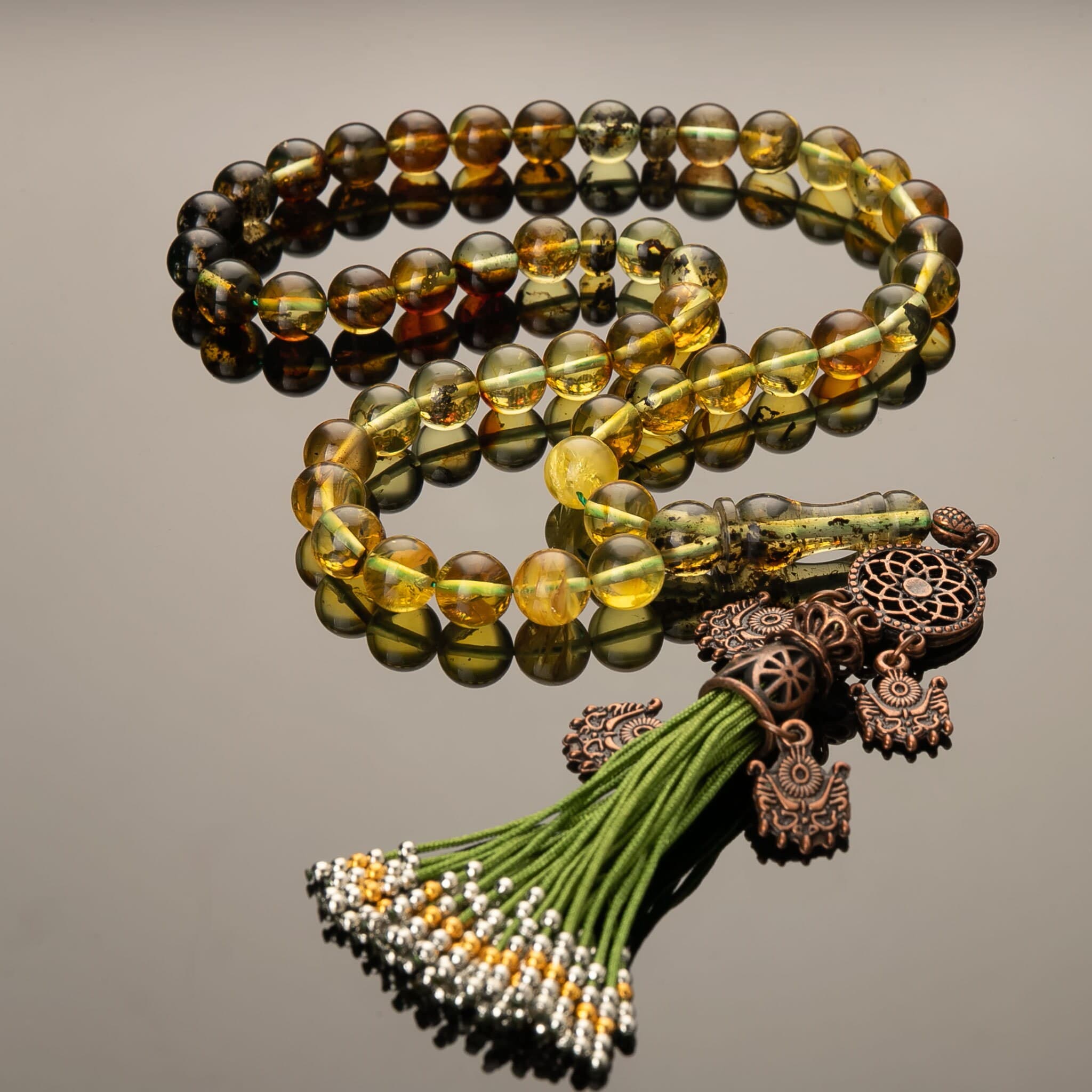 Natural Amber Tasbih|45 Islamic Prayer Beads,34g|Misbaha|Tesbih|Sibha|Damla Kehribar|مسبحة عنبر| - image 4