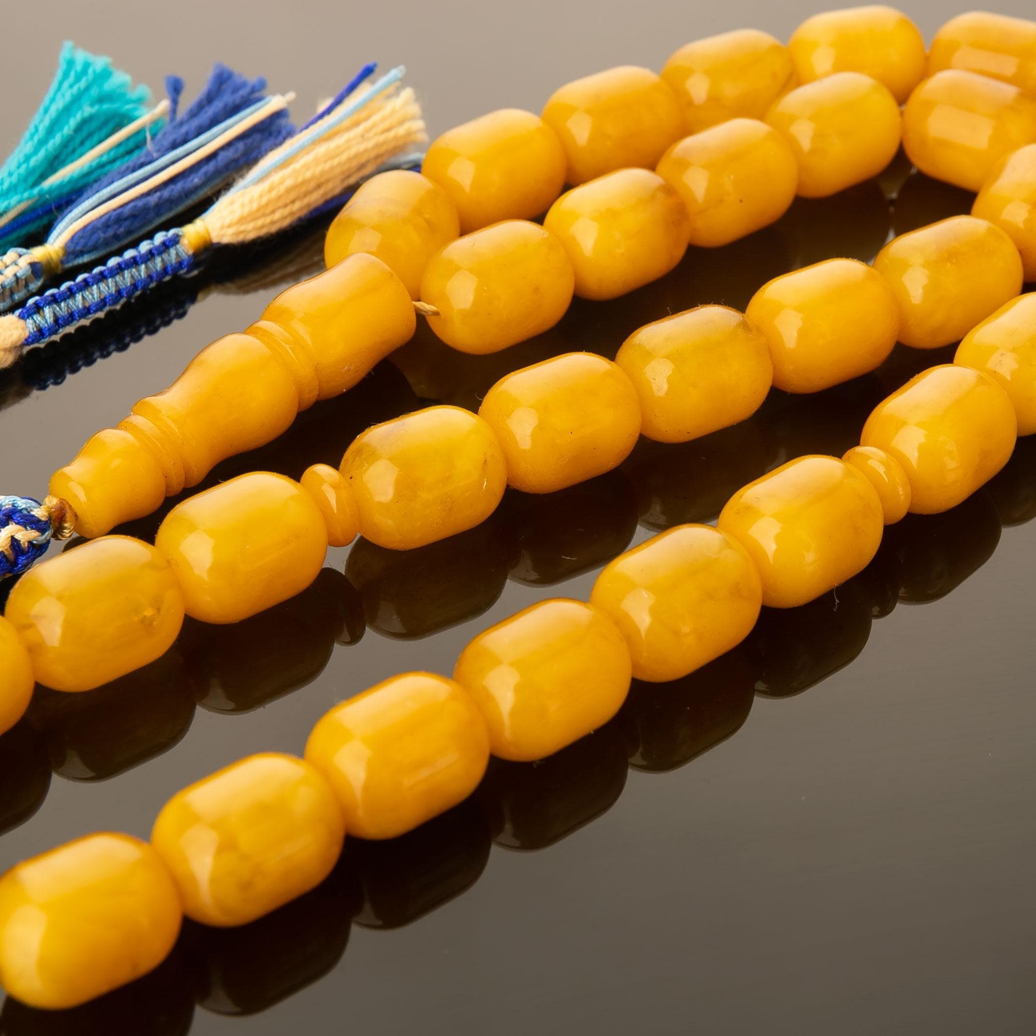 Handcrafted Baltic Amber Tasbih – 33 Honey Egg Yolk Prayer Beads