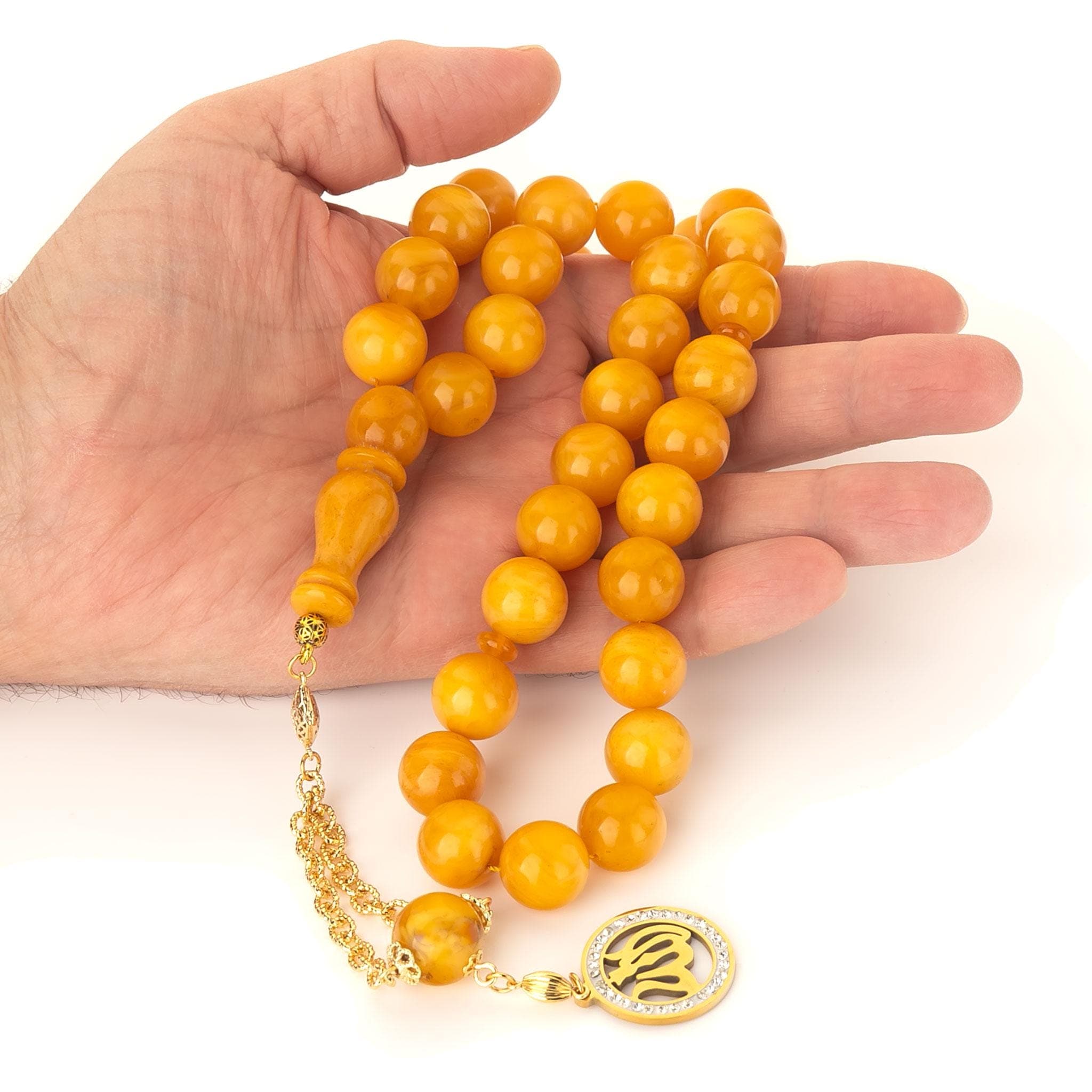 Honey Amber Tasbih 33 Prayer Beads Misbaha Luxury Islamic Gift Handmade 15mm 78g - image 4