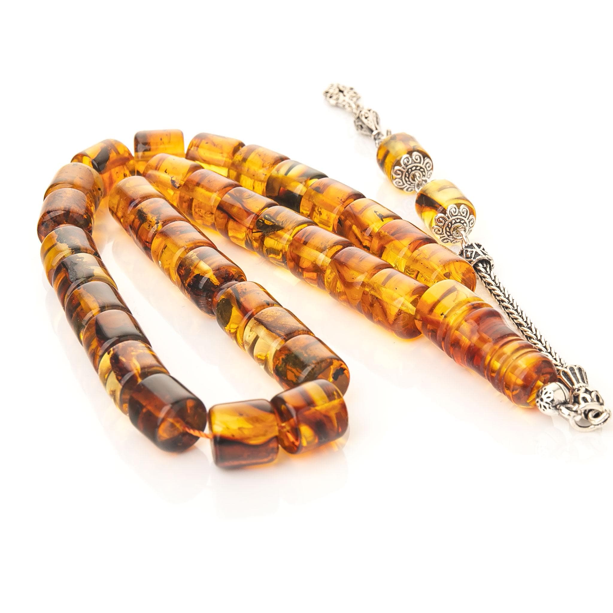 Baltic Amber Tasbih: Sterling Silver Tassel, Islamic Prayer Beads - image 3