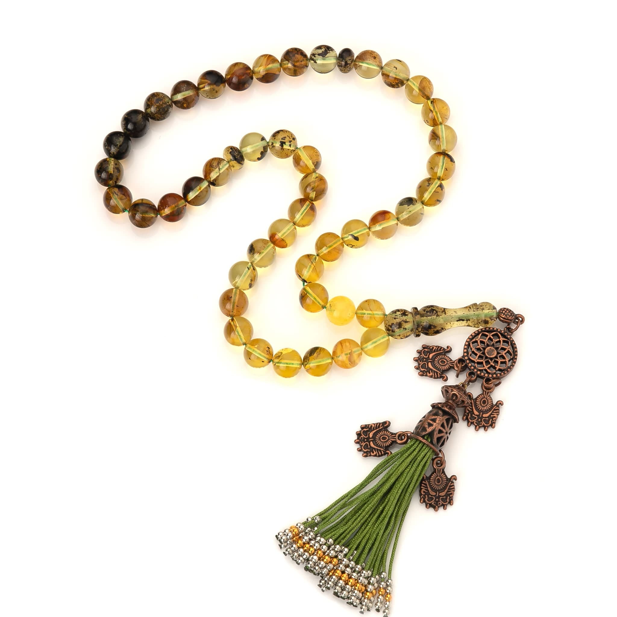 Natural Amber Tasbih|45 Islamic Prayer Beads,34g|Misbaha|Tesbih|Sibha|Damla Kehribar|مسبحة عنبر| - image 3