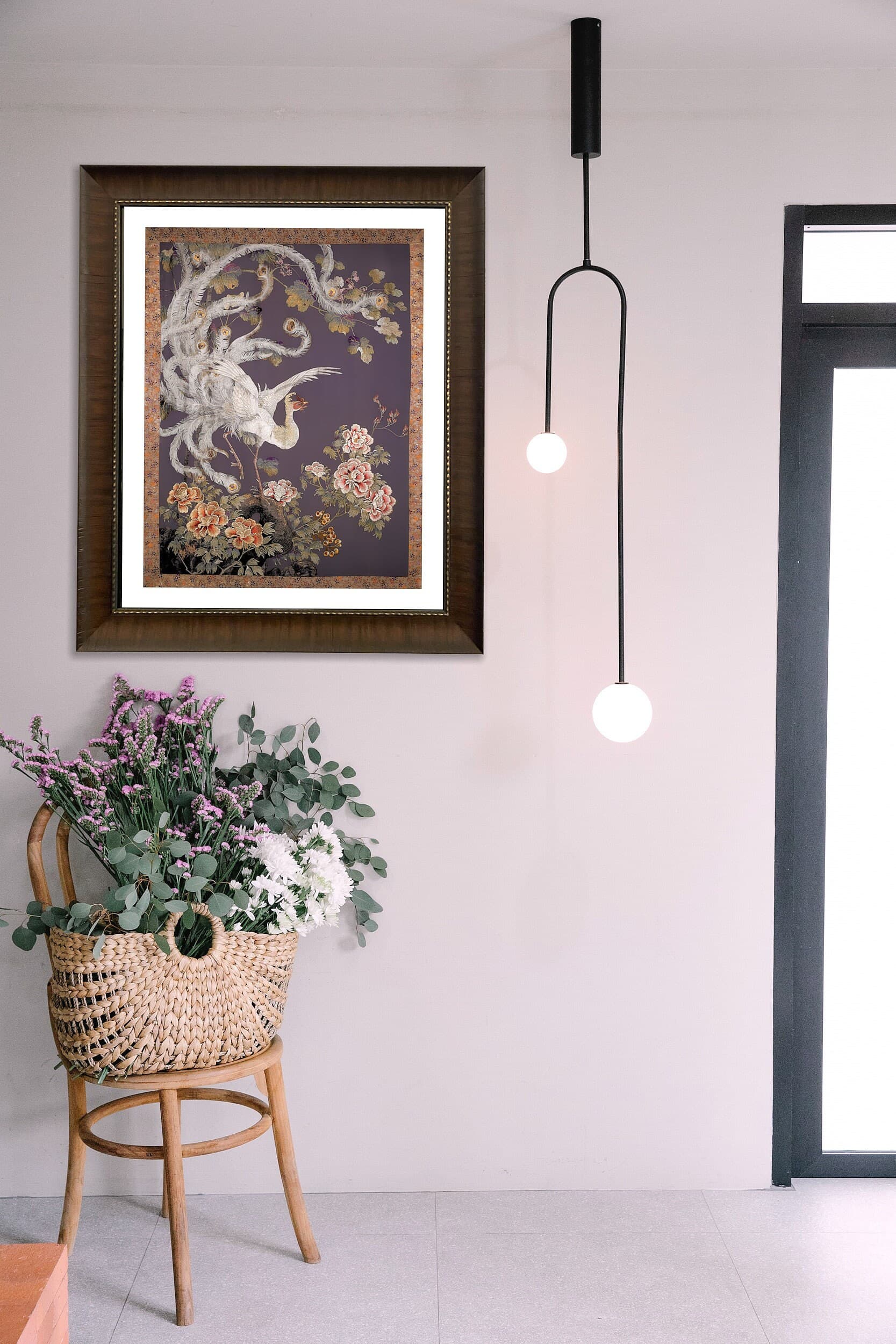 White Japanese Ho-o Peacock Phoenix, Fine Art Print, Eclectic Wall Art
