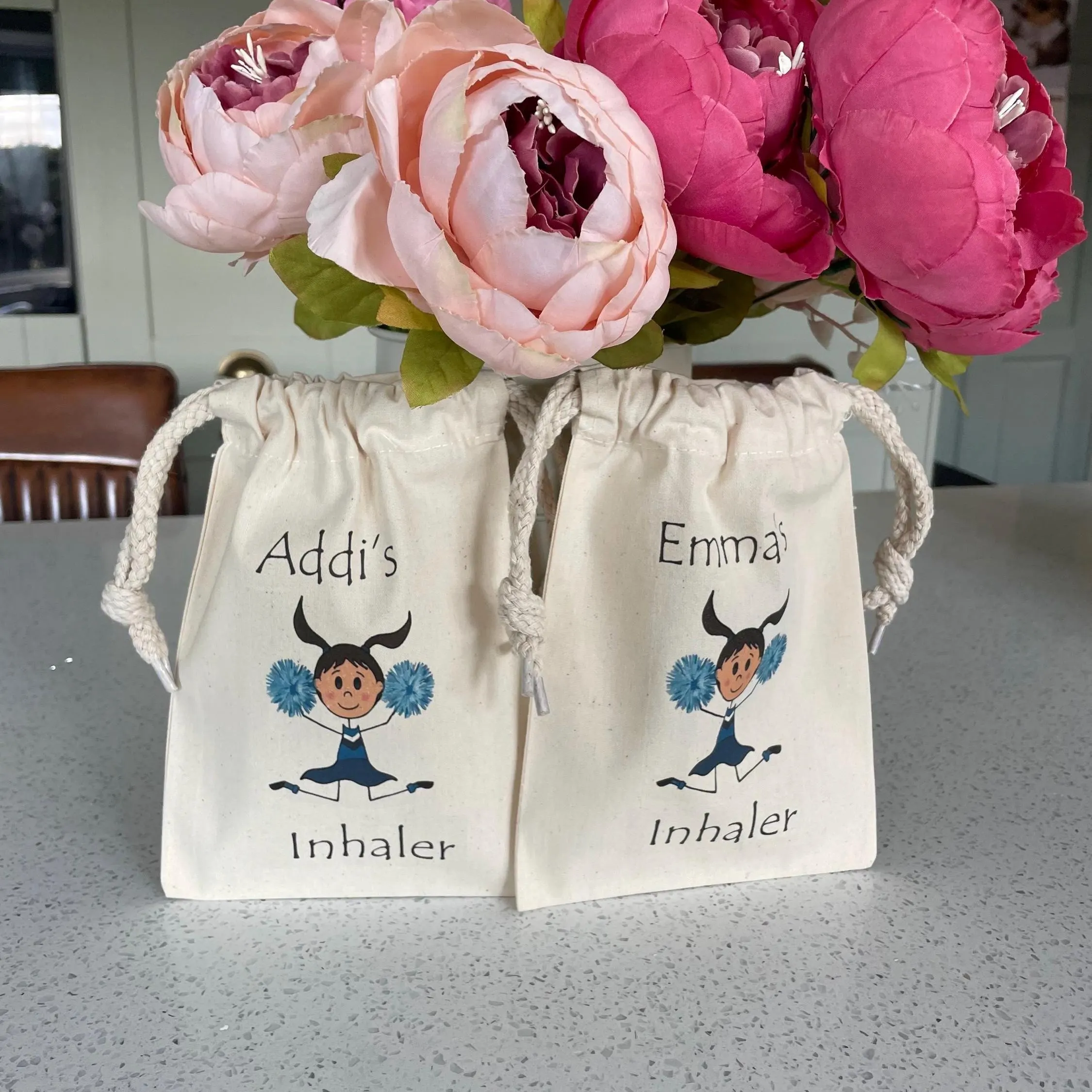 Personalised Inhaler Bag - Olivia Cheerleader Design