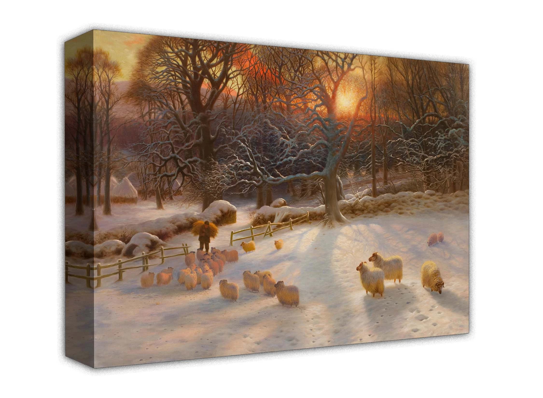 Winter Sunset Landscape Canvas Print, Sheep, Joseph Farquharson, Vintage Art - image 3