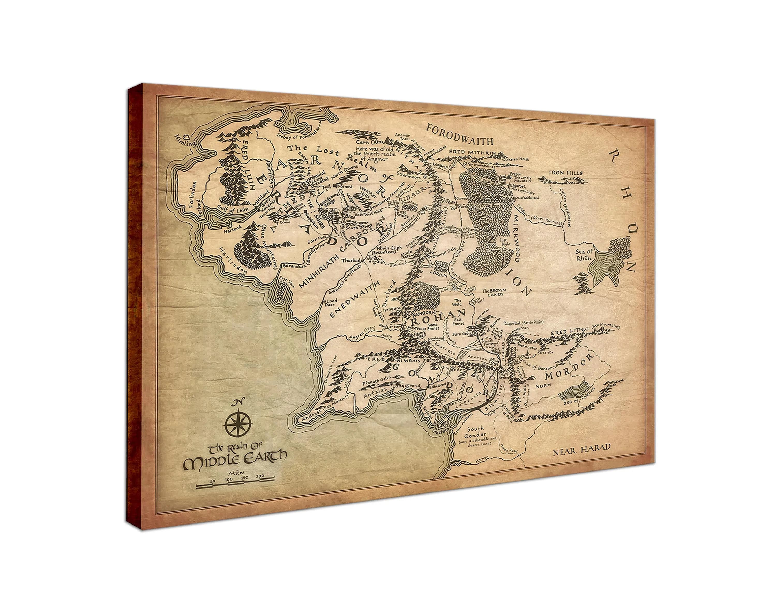 Middle Earth Map Wall Art – Vintage Fantasy World Canvas – Inspired Decor - image 3