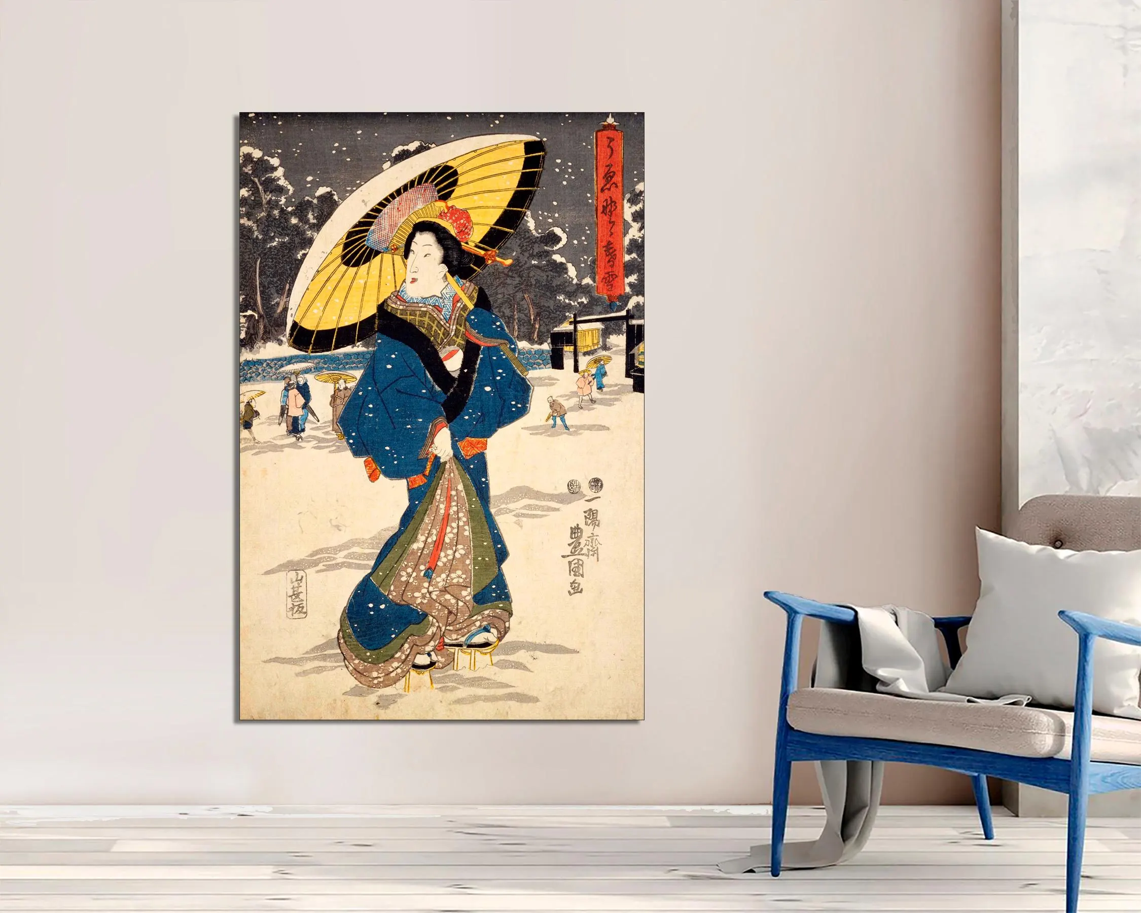 Utagawa Kunisada Japanese Art Canvas Print, Twilight Snow