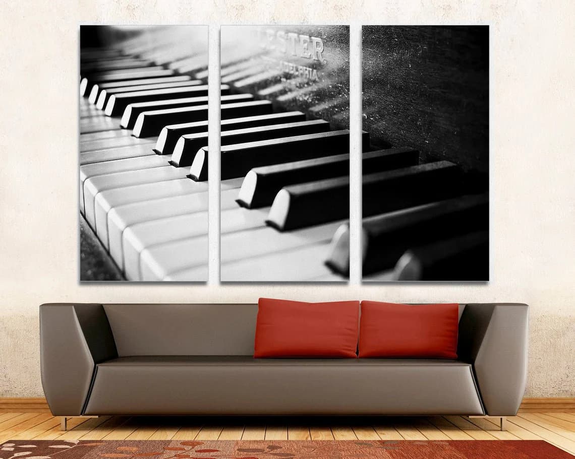 Emerson Piano Keys Canvas Art, Black and White, 3 Panel Ready to Hang - image 5