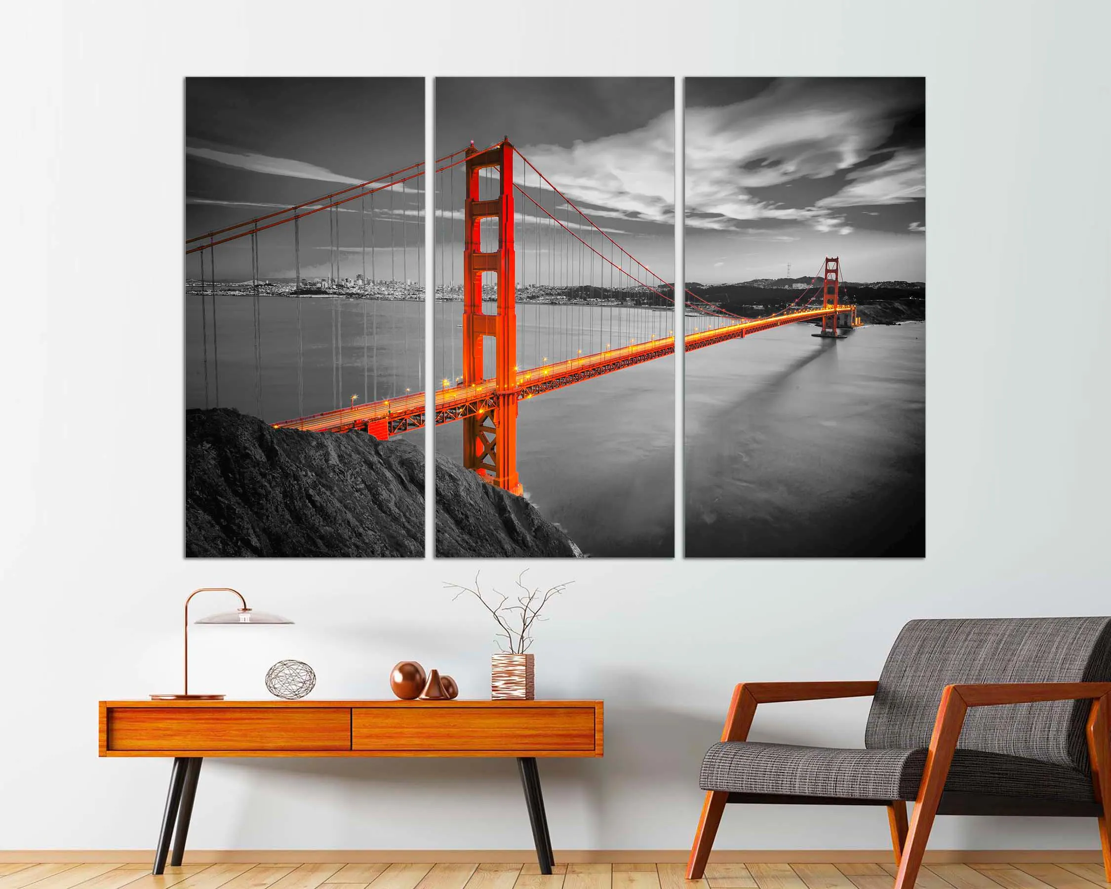 Golden Gate Bridge Canvas Print – Black and White San Francisco Wall Art