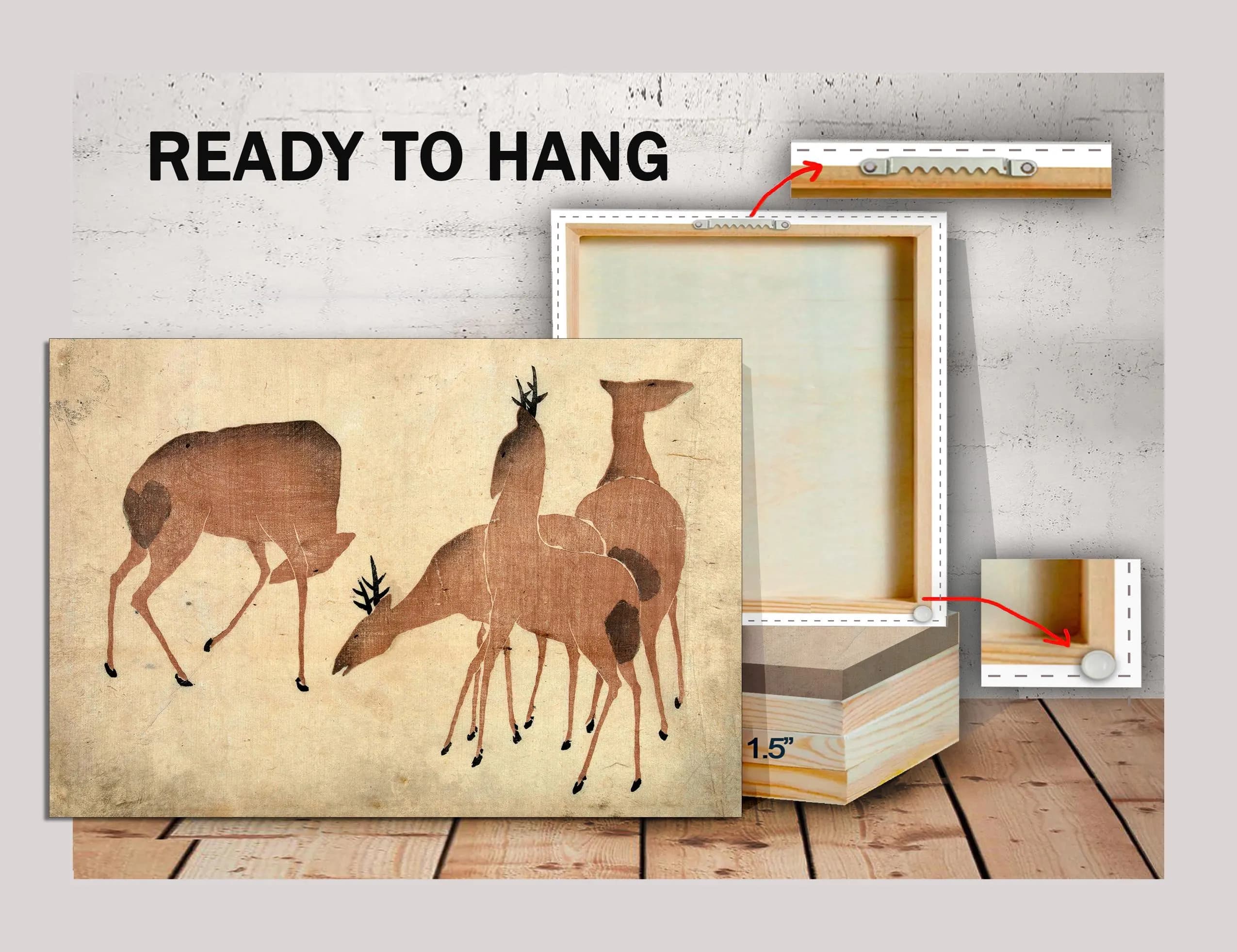 Art Nouveau Deer Canvas Print, Vintage Animal Wall Art, Ready to Hang - image 4